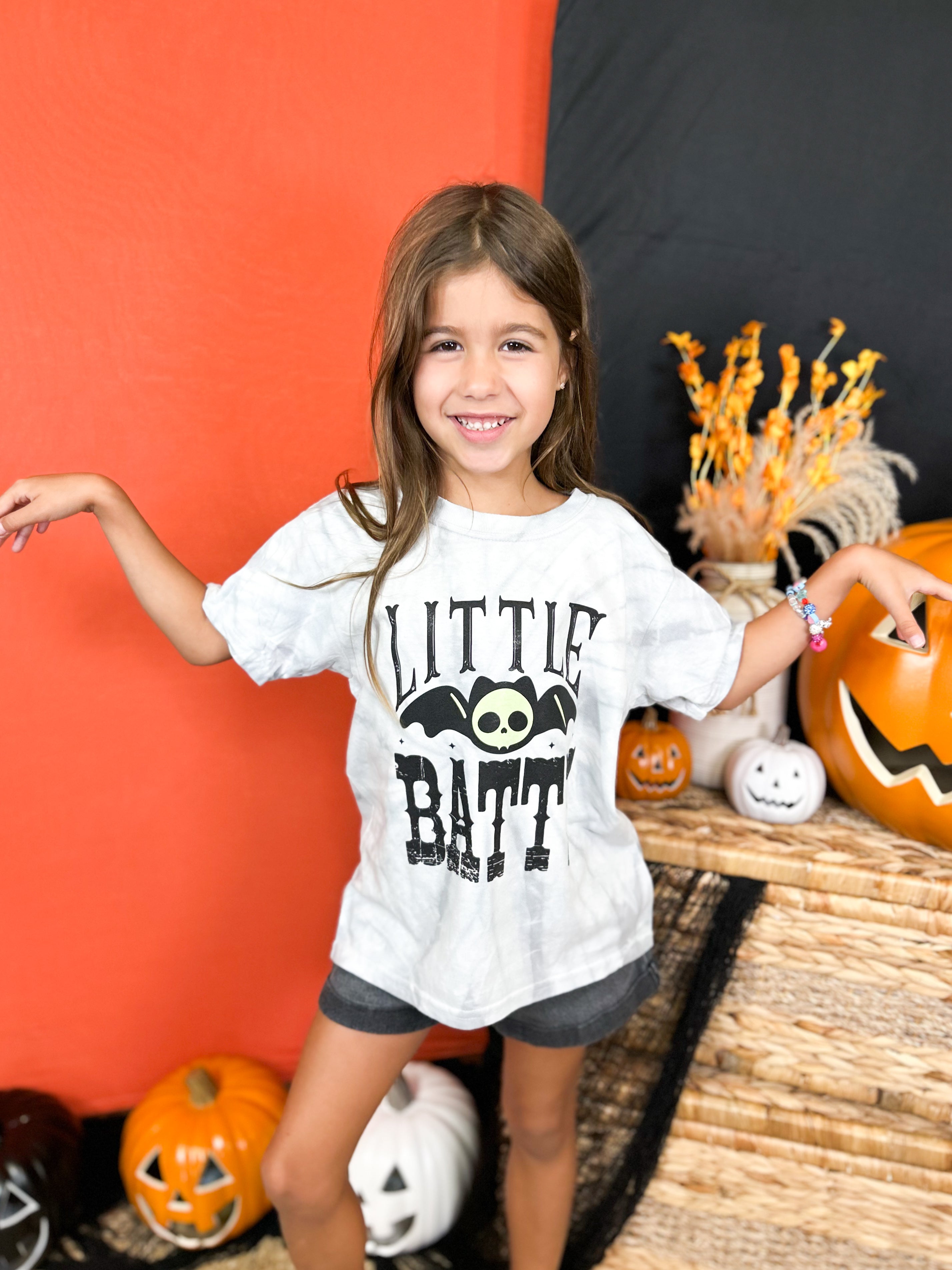 YOUTH - Little Batty Graphic Tee-130 Graphic Tees-Heathered Boho-Heathered Boho Boutique, Women's Fashion and Accessories in Palmetto, FL