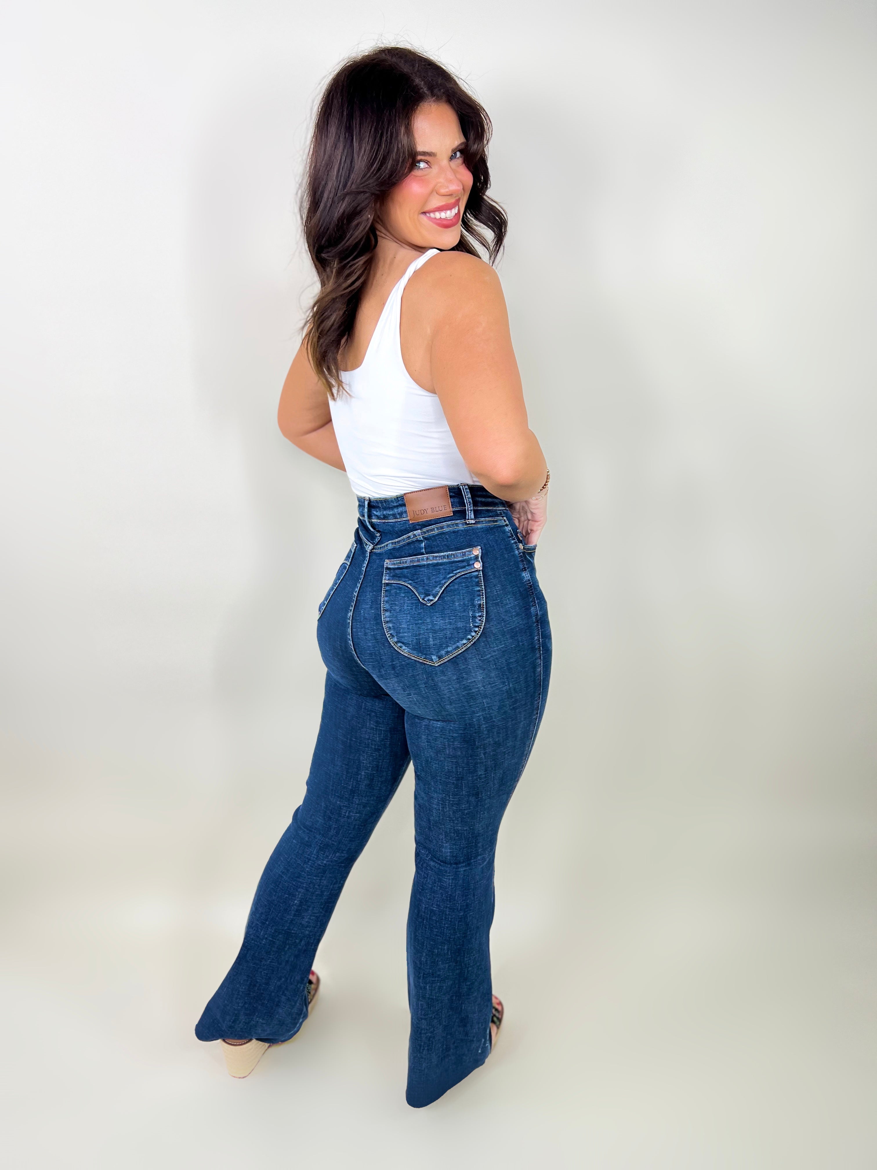 Rocky Mountain Tummy Control Flare Jeans by Judy Blue-190 Jeans-Judy Blue-Heathered Boho Boutique, Women's Fashion and Accessories in Palmetto, FL