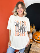 Halloween Mama with Bow Graphic Tee-130 Graphic Tees-Heathered Boho-Heathered Boho Boutique, Women's Fashion and Accessories in Palmetto, FL