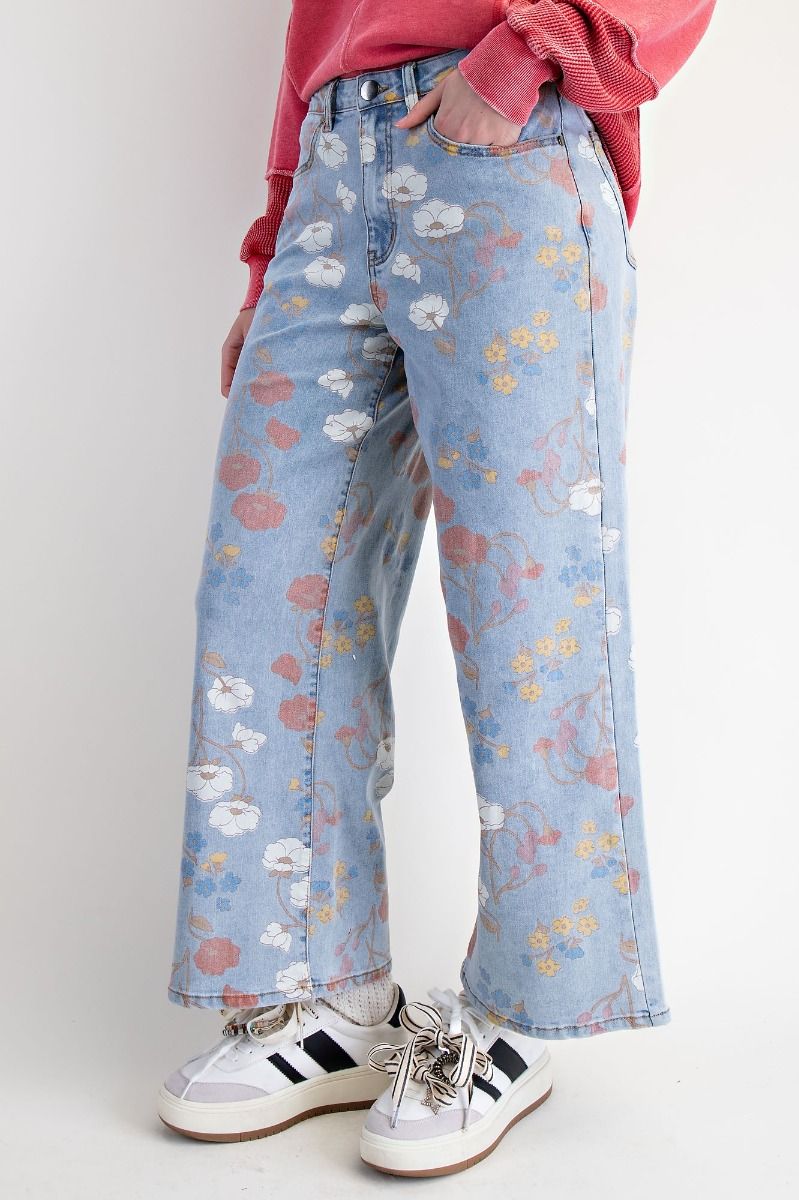 Restock: Floral Friend Pants (Reg & Curvy)-150 PANTS-EASEL-Heathered Boho Boutique, Women's Fashion and Accessories in Palmetto, FL
