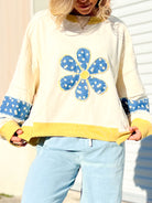 Daisy Days Patchwork Pullover-125 SWEATER-HEIMISH-Heathered Boho Boutique, Women's Fashion and Accessories in Palmetto, FL