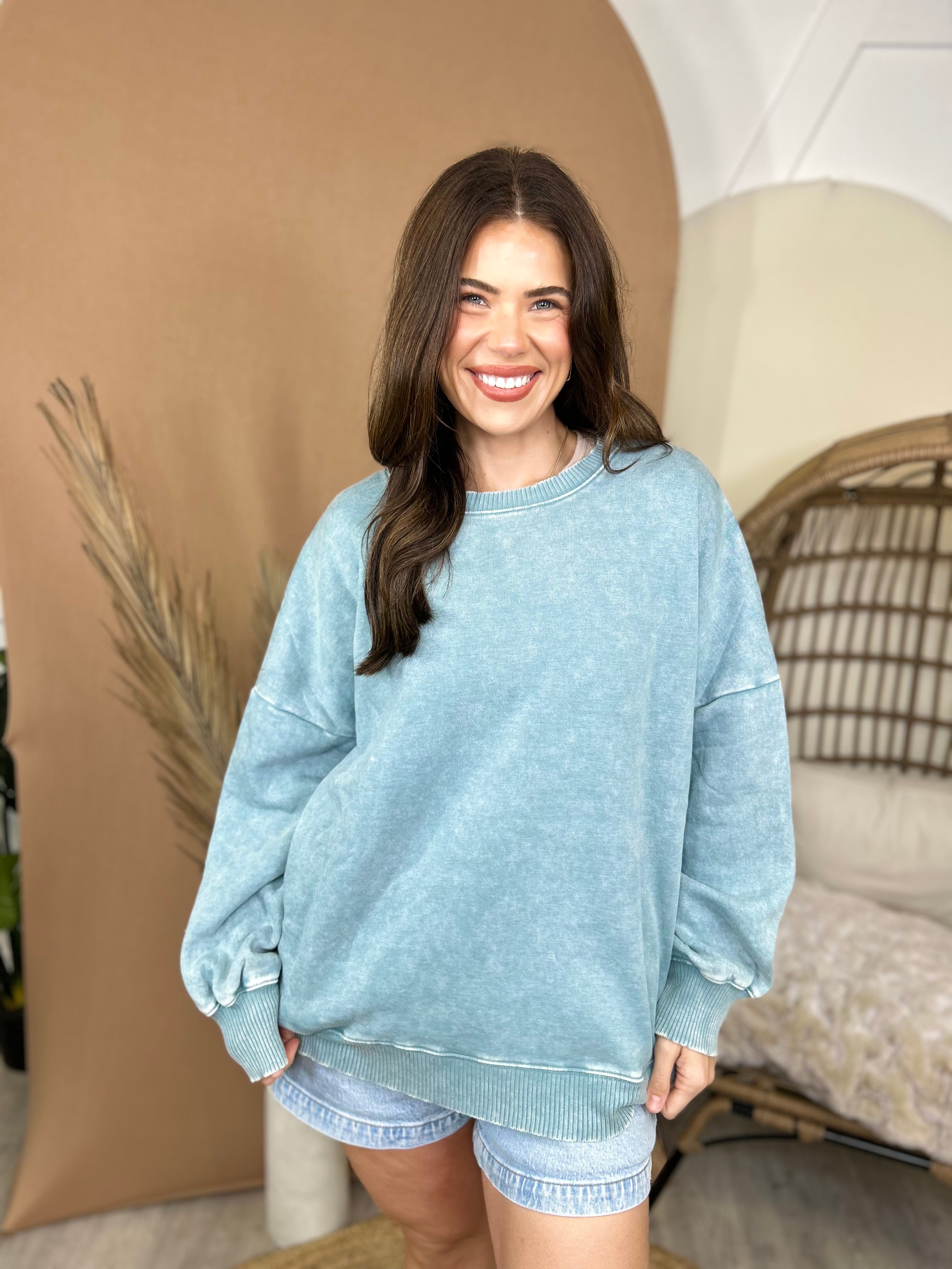 Restock: Picked Just for You Pullover-120 LONG SLEEVE TOPS-ZENANA-Heathered Boho Boutique, Women's Fashion and Accessories in Palmetto, FL