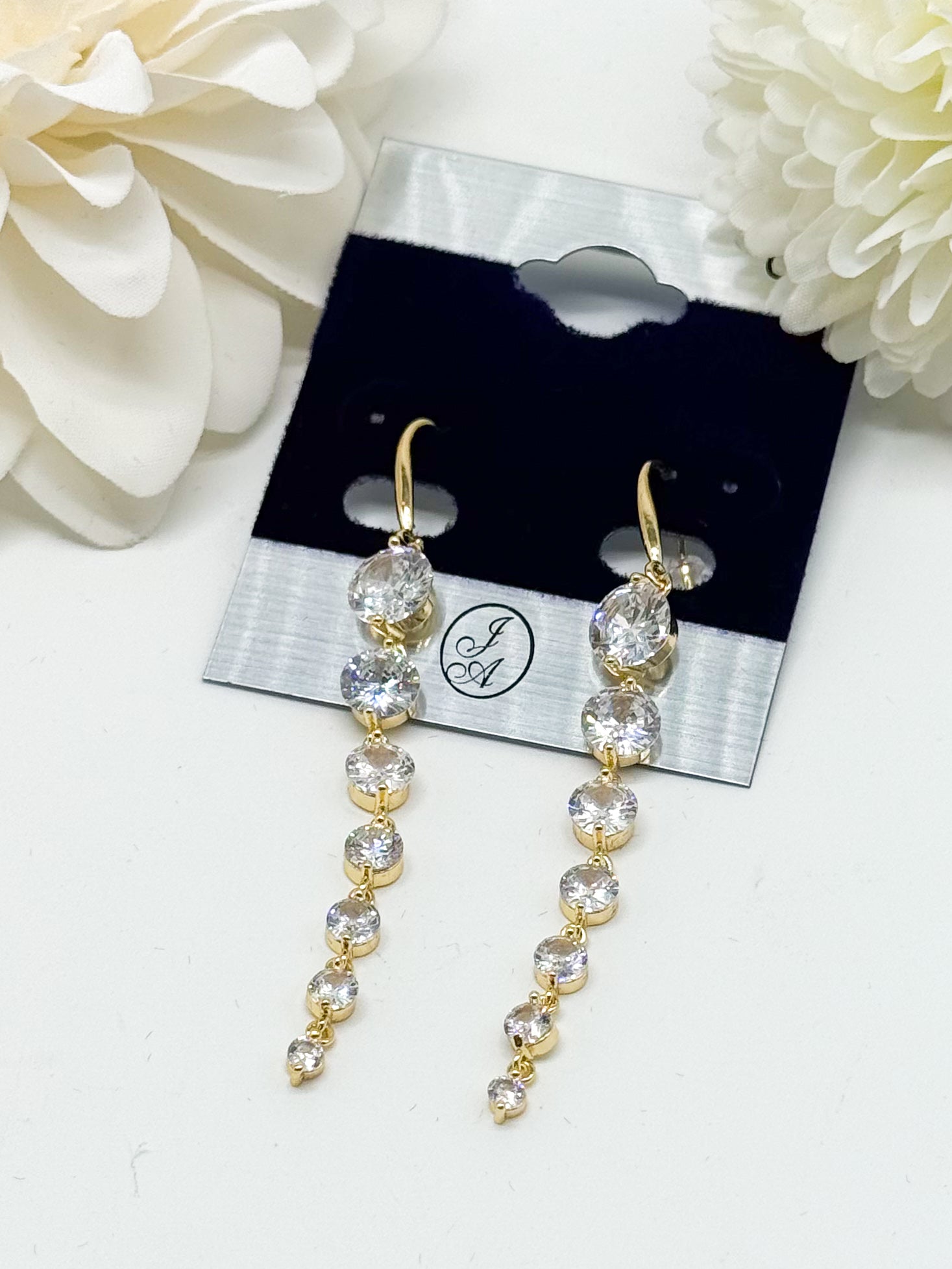 Linear Drop CZ Earring-310 Jewelry-Joseph Anthony NY, Inc-Heathered Boho Boutique, Women's Fashion and Accessories in Palmetto, FL