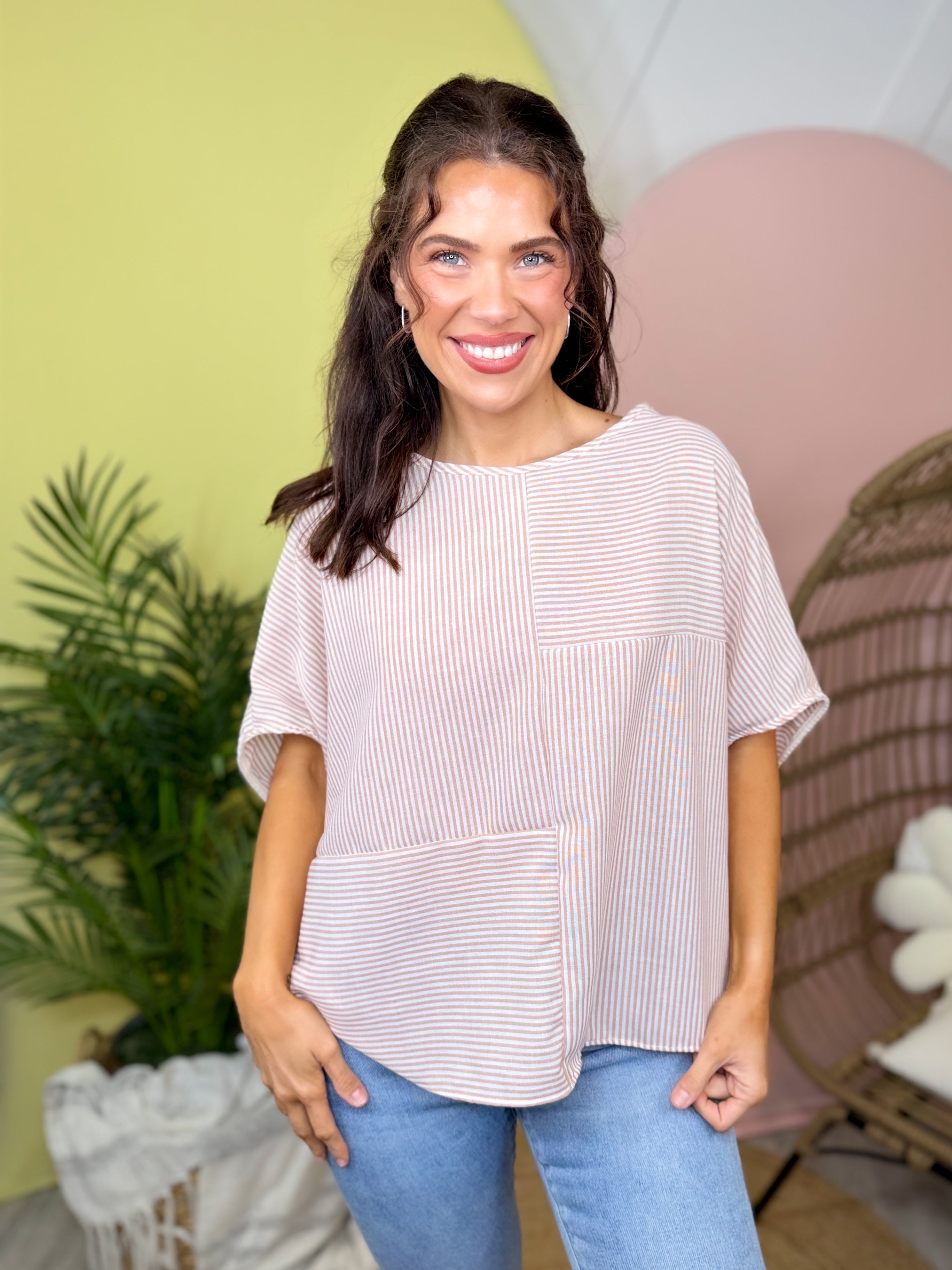 Coastal Calm Oversized Top-110 SHORT SLEEVE TOP-SEW IN LOVE-Heathered Boho Boutique, Women's Fashion and Accessories in Palmetto, FL
