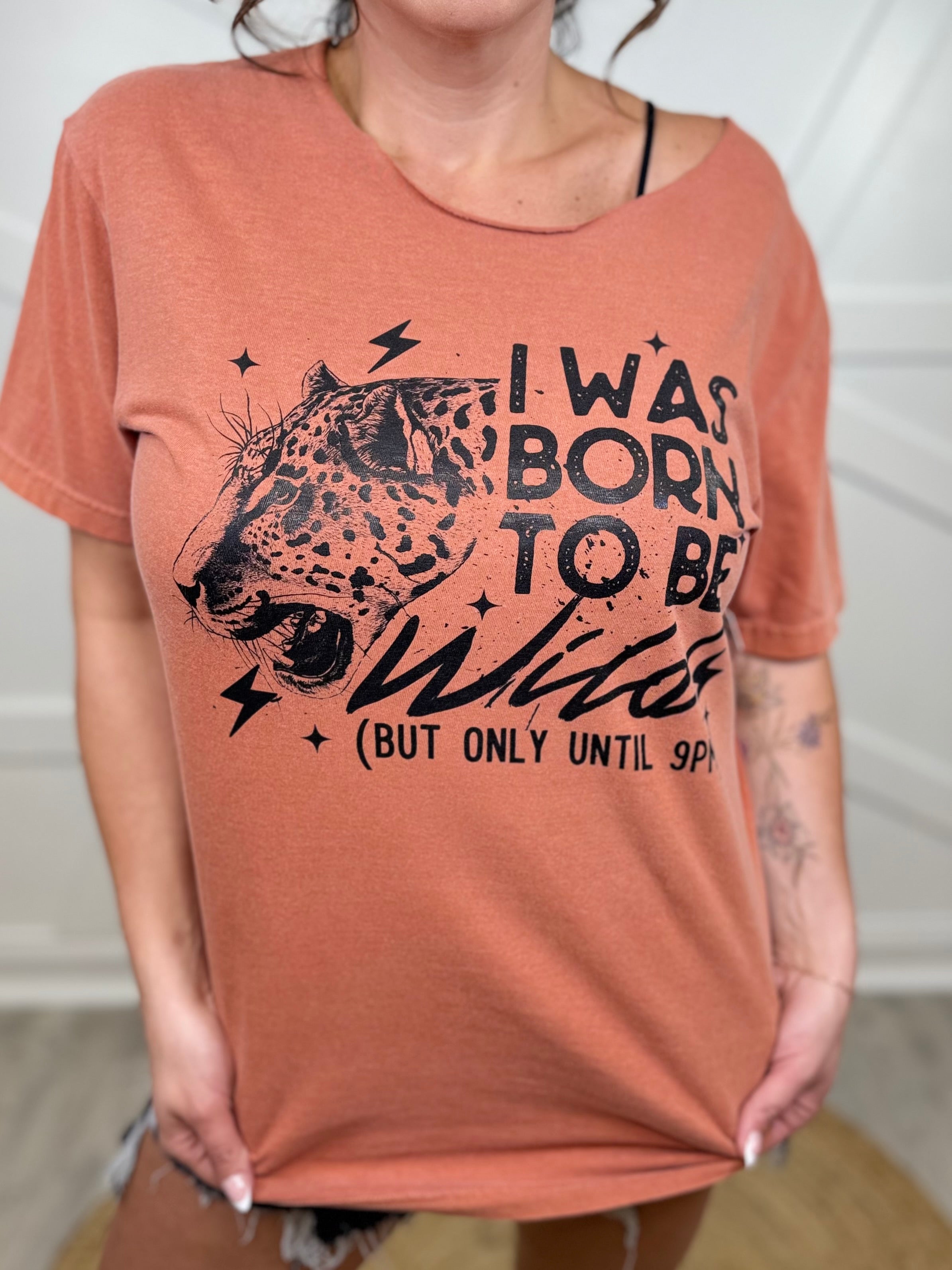 Custom Cut Wild Until 9 Graphic Tee- Black Text- Yam-130 Graphic Tees-Heathered Boho-Heathered Boho Boutique, Women's Fashion and Accessories in Palmetto, FL