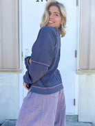 Stark Contrast Sweatshirt-120 LONG SLEEVE TOPS-ODDI-Heathered Boho Boutique, Women's Fashion and Accessories in Palmetto, FL