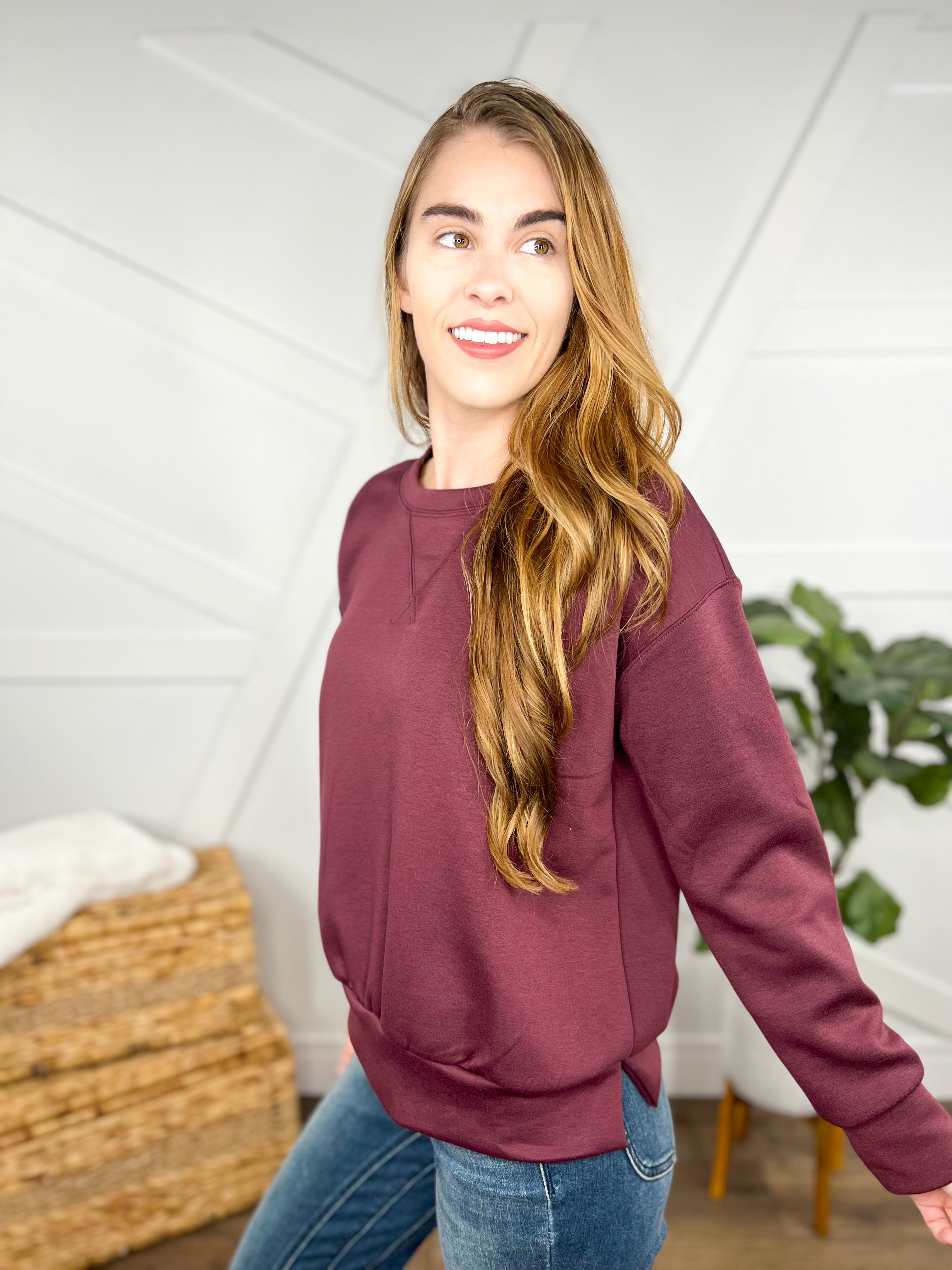 Malibu Pullover - Wine-120 Long Sleeve Tops-DEAR SCARLETT-Heathered Boho Boutique, Women's Fashion and Accessories in Palmetto, FL