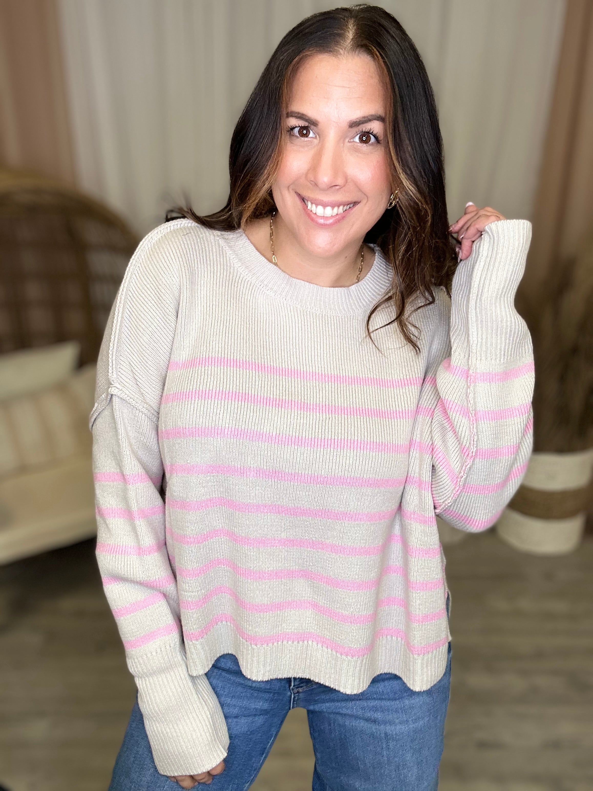 Make Believe Sweater-125 Sweater-BIBI-Heathered Boho Boutique, Women's Fashion and Accessories in Palmetto, FL