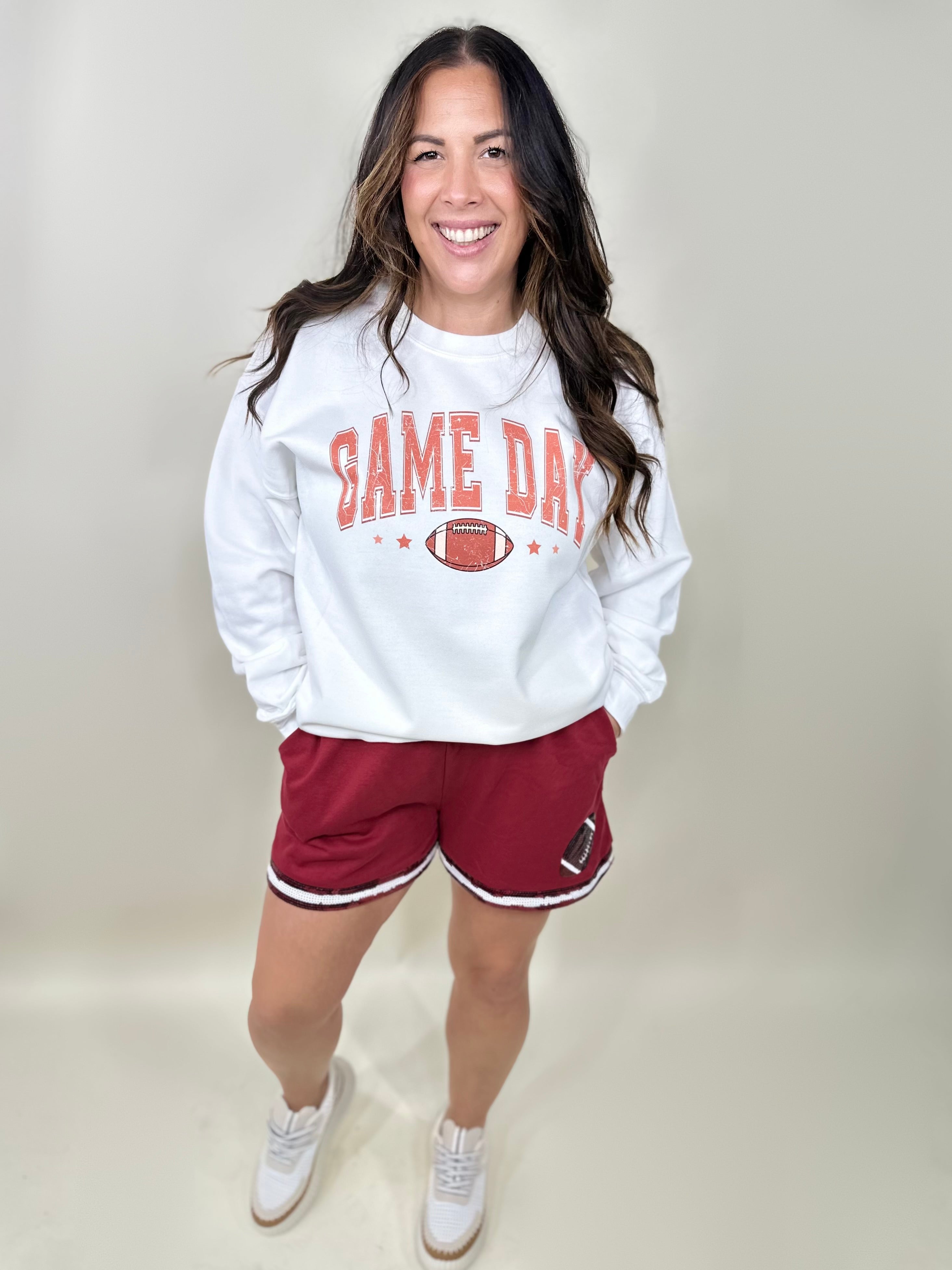 Preppy Game Day Football Graphic Sweatshirt-130 Graphic Tees-Heathered Boho-Heathered Boho Boutique, Women's Fashion and Accessories in Palmetto, FL