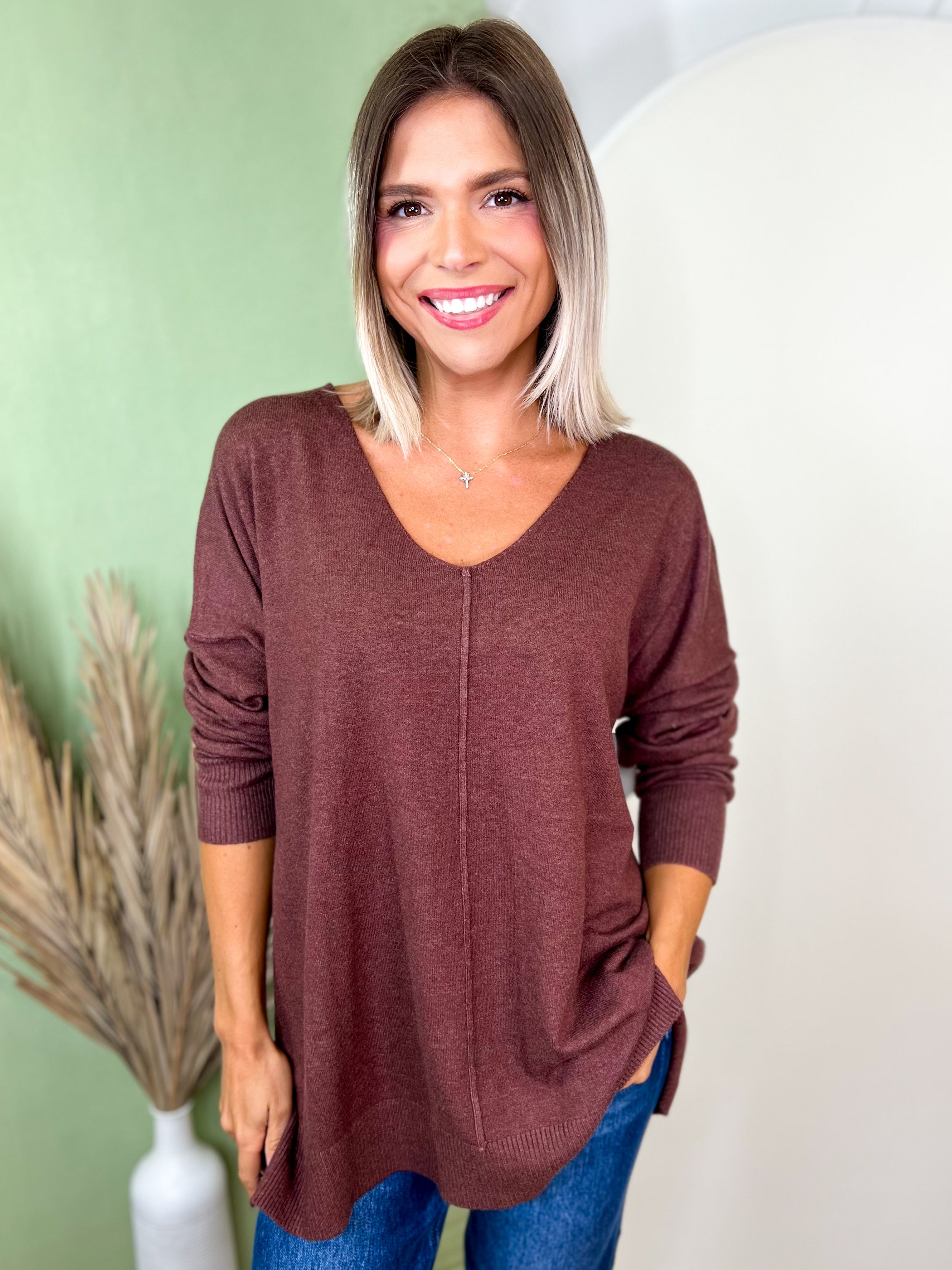The Lola Long Sleeve Top-120 LONG SLEEVE TOPS-ZENANA-Heathered Boho Boutique, Women's Fashion and Accessories in Palmetto, FL