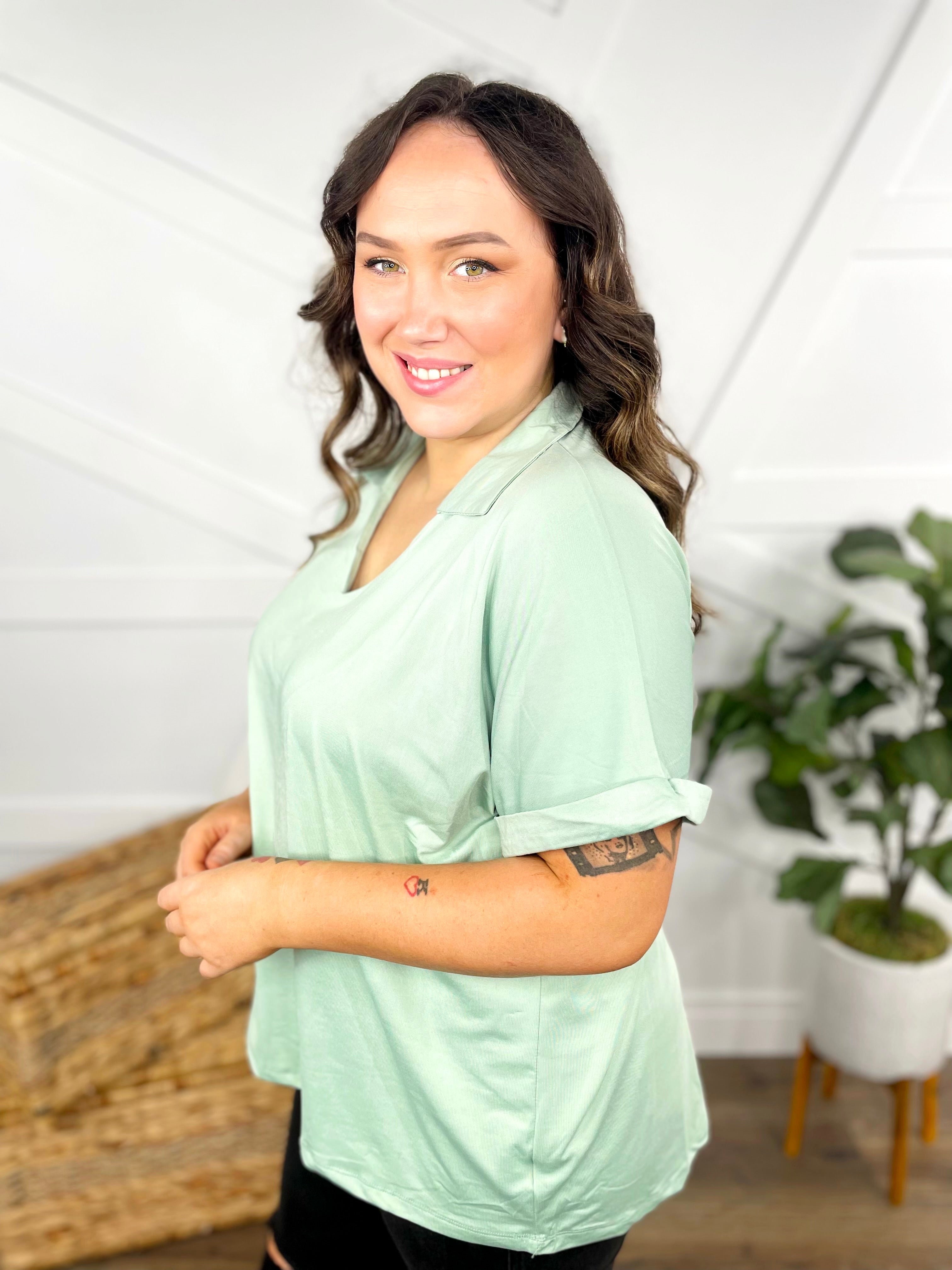 Cara Collared Top-110 Short Sleeve Top-Southern Grace-Heathered Boho Boutique, Women's Fashion and Accessories in Palmetto, FL