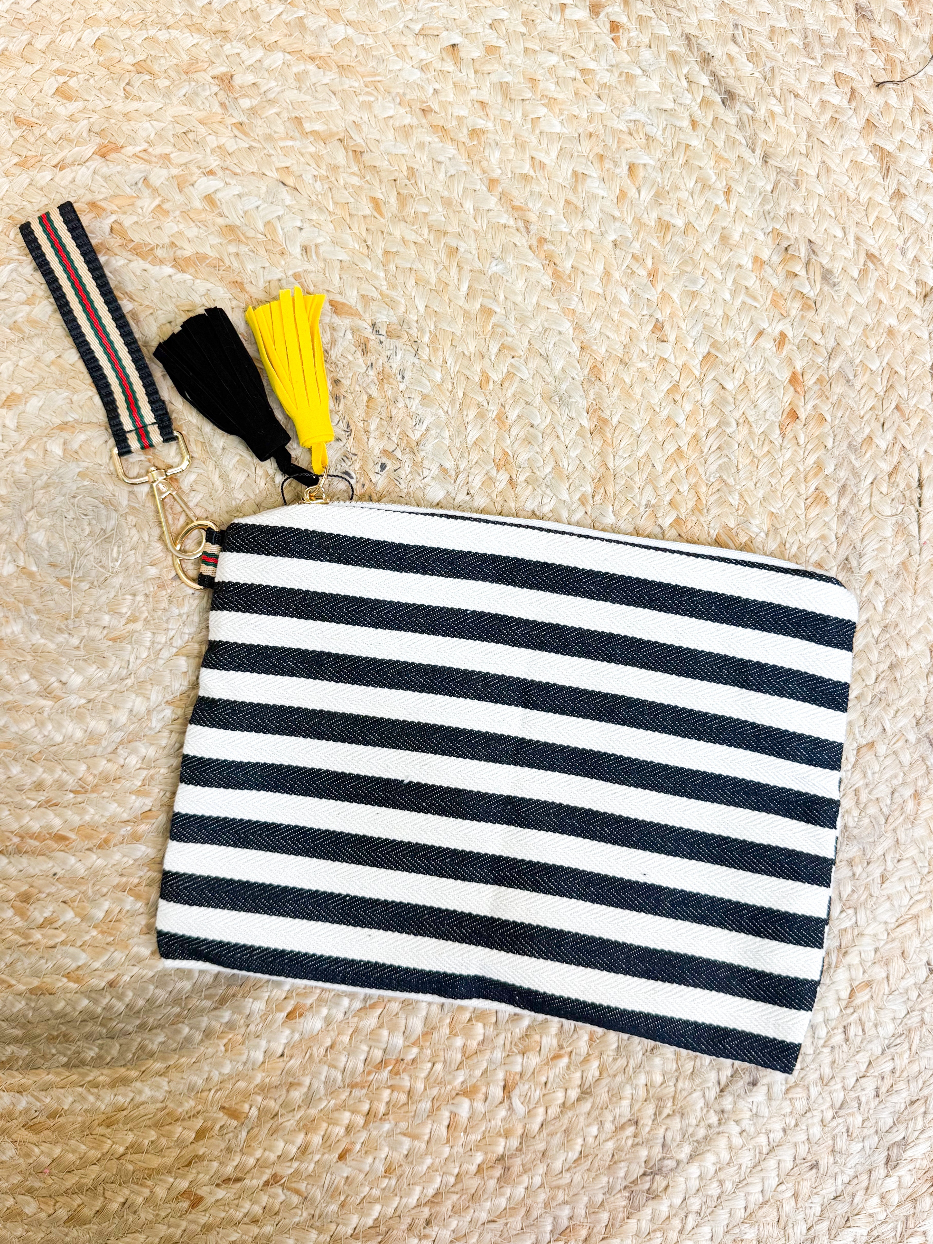 Striped Canvas Large Wristlet-320 Bags-Heathered Boho-Heathered Boho Boutique, Women's Fashion and Accessories in Palmetto, FL