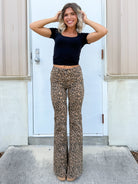 Eliza Leopard Flare Jeans by Judy Blue-190 JEANS-JUDY BLUE-Heathered Boho Boutique, Women's Fashion and Accessories in Palmetto, FL