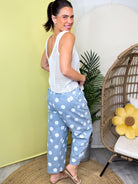 Playful Poise Polka Dot Pants-150 PANTS-ODDI-Heathered Boho Boutique, Women's Fashion and Accessories in Palmetto, FL