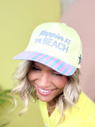 Happier at the Beach Hat by Heathered Boho-330 Headwear-Heathered Boho-Heathered Boho Boutique, Women's Fashion and Accessories in Palmetto, FL