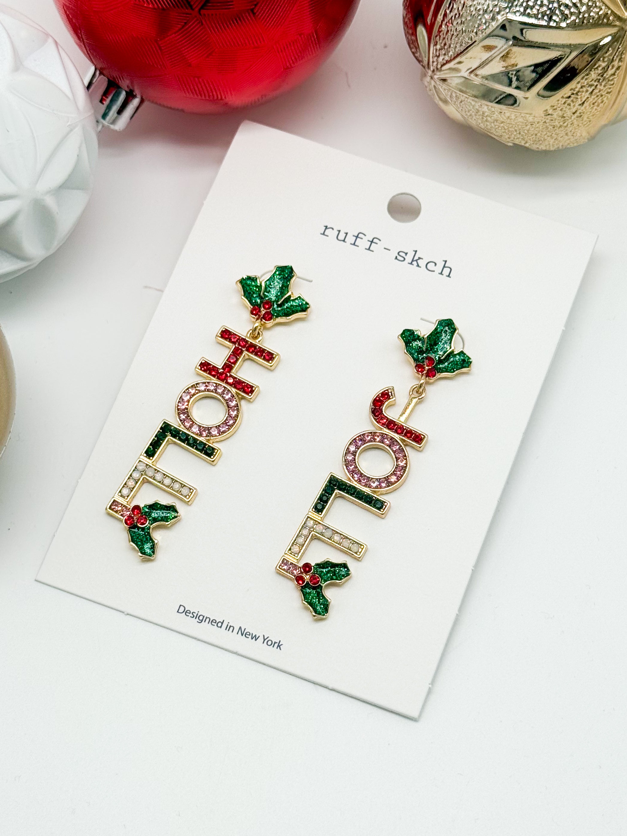 HOLLY JOLLY Earring-310 Jewelry-Rough Sketch-Heathered Boho Boutique, Women's Fashion and Accessories in Palmetto, FL