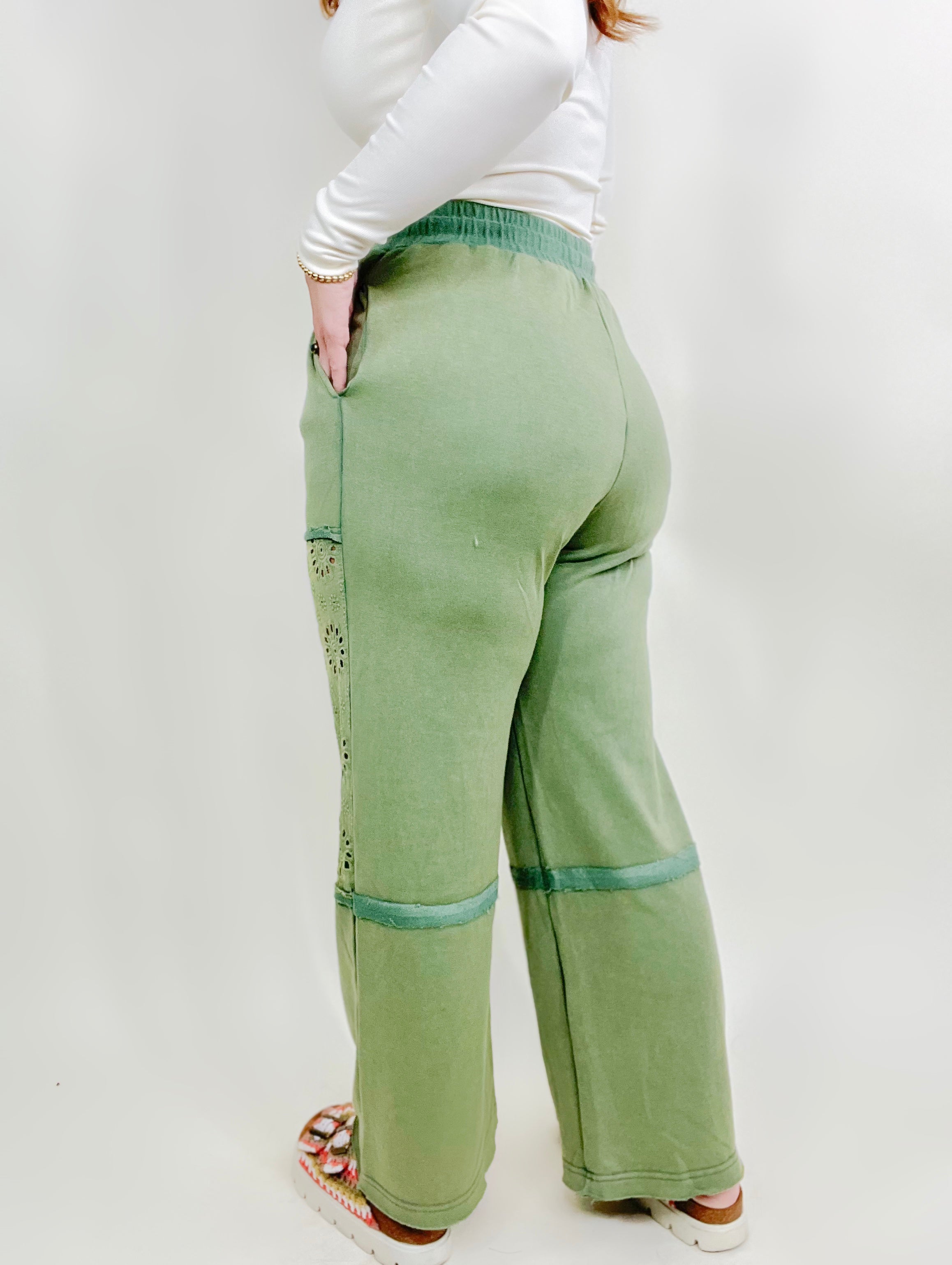 Eyelet Pants-150 PANTS-Oddi-Heathered Boho Boutique, Women's Fashion and Accessories in Palmetto, FL