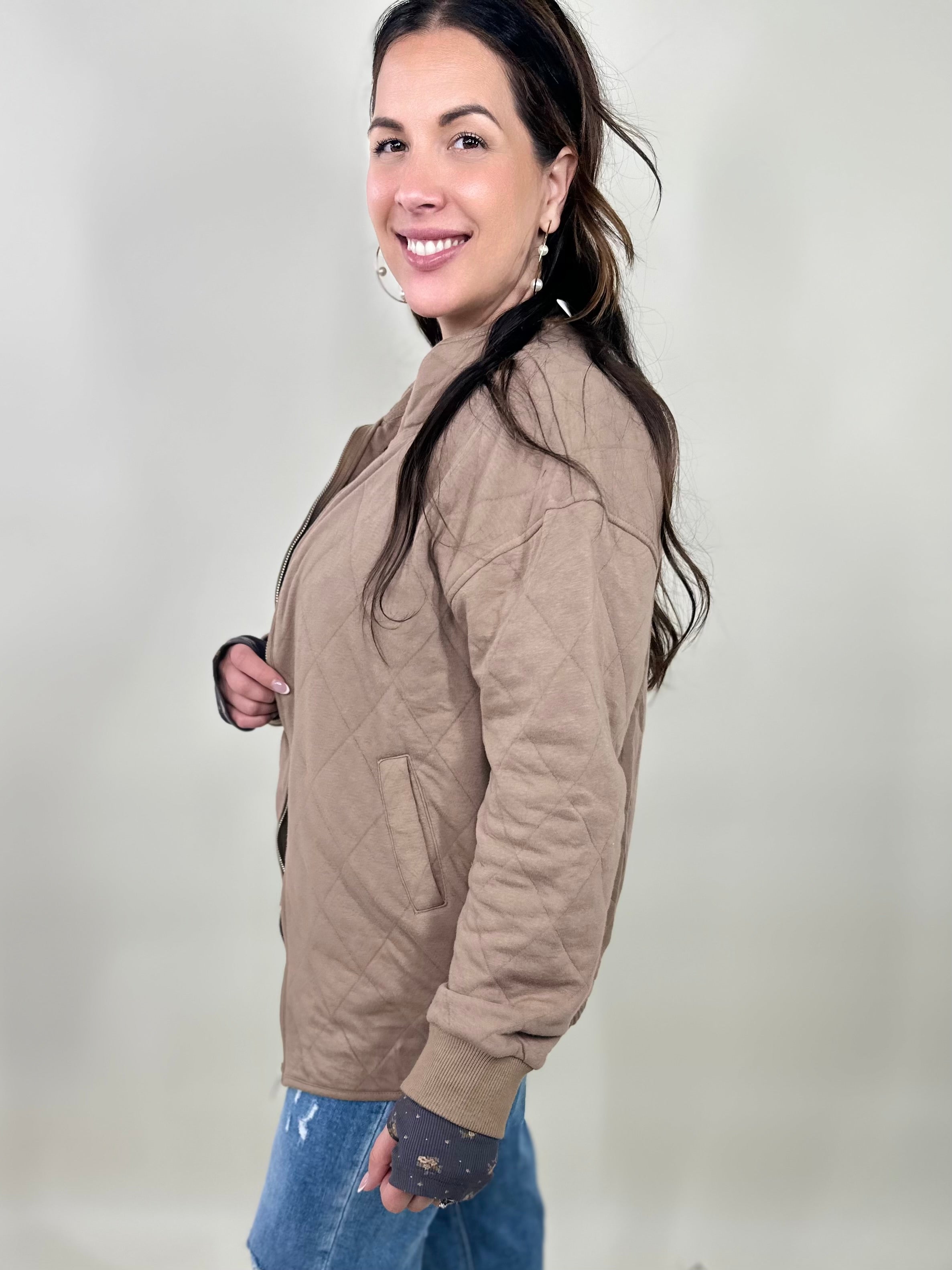 Way Home Zip Up Jacket-200 Jackets/Shackets-Heimish-Heathered Boho Boutique, Women's Fashion and Accessories in Palmetto, FL