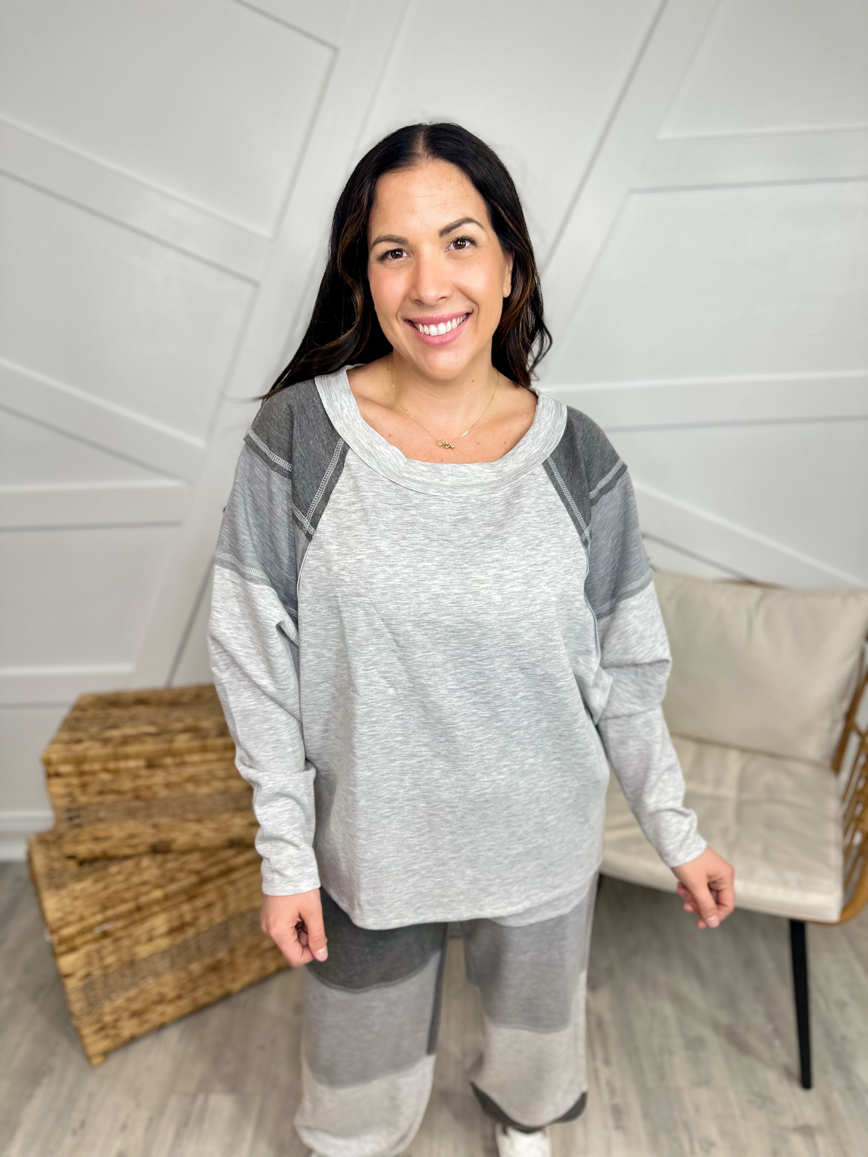 Let's Roll Top-120 Long Sleeve Tops-White Birch-Heathered Boho Boutique, Women's Fashion and Accessories in Palmetto, FL