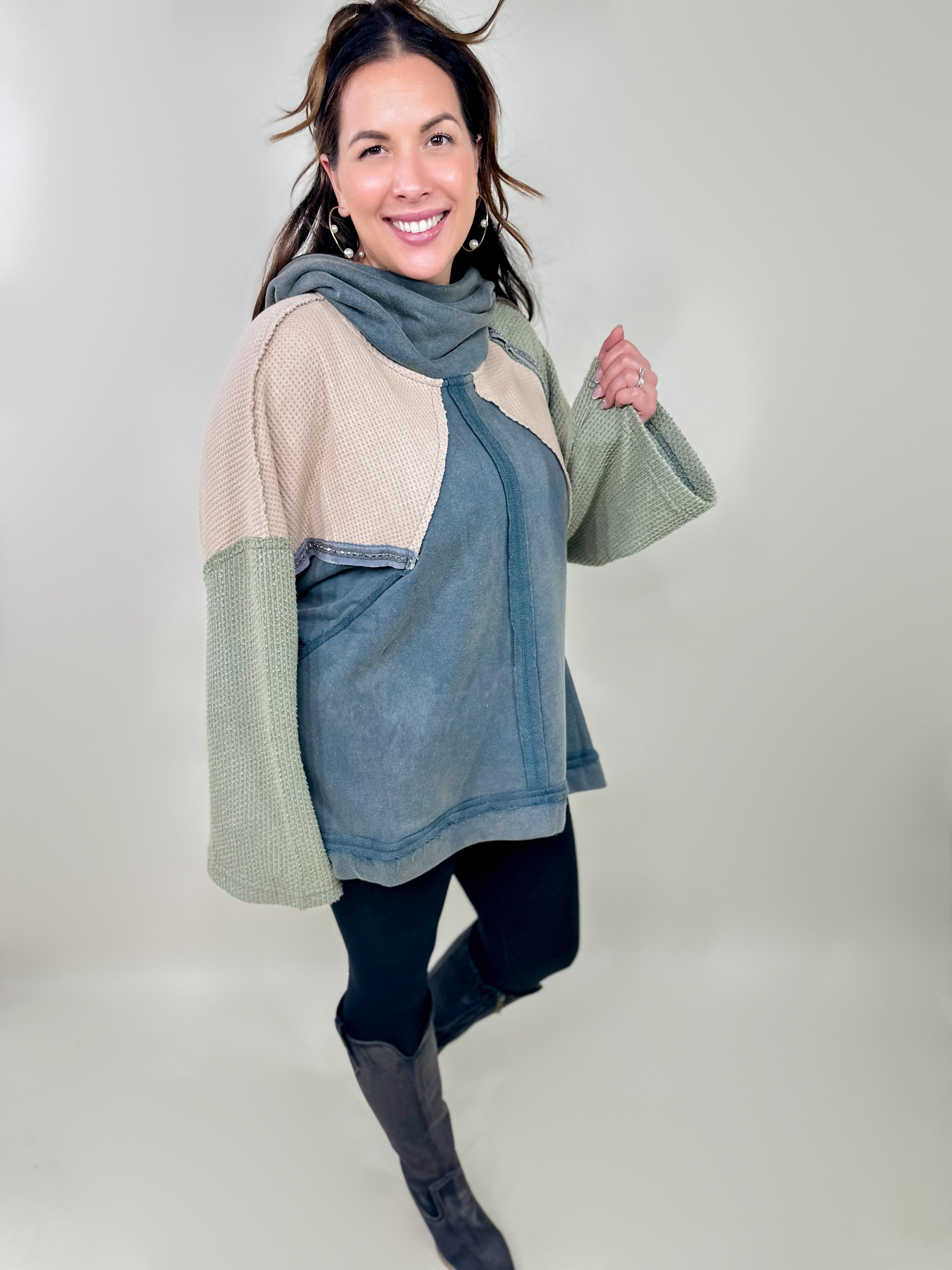 Hide Away Sweater-125 Sweater-Pol-Heathered Boho Boutique, Women's Fashion and Accessories in Palmetto, FL