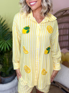 Lemon Twist Kathryn Button Up Top-120 LONG SLEEVE TOPS-SOUTHERN GRACE-Heathered Boho Boutique, Women's Fashion and Accessories in Palmetto, FL