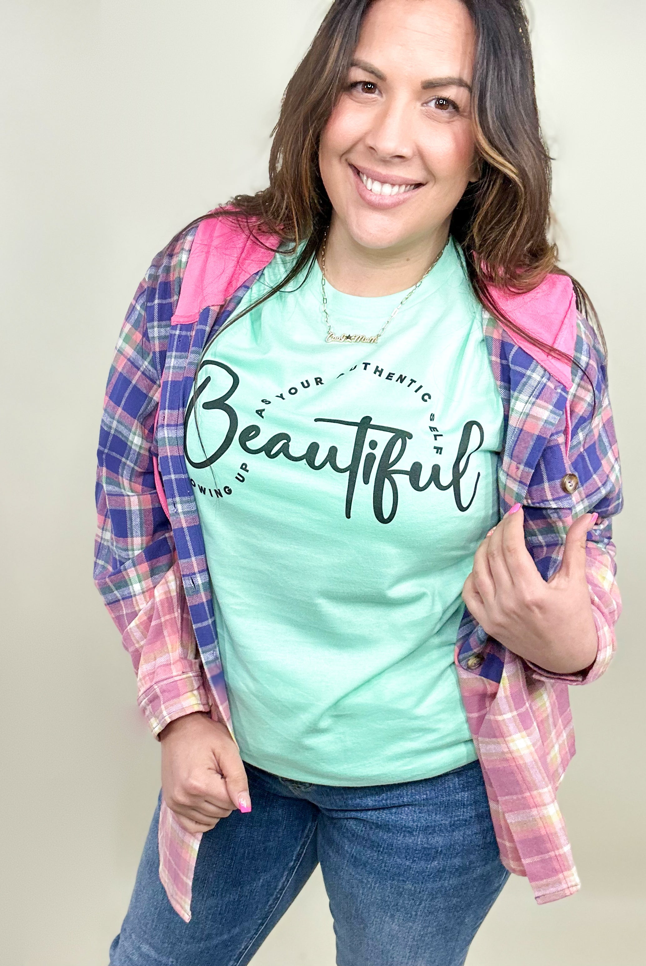 Beautiful Graphic Tee-110 Short Sleeve Top-Heathered Boho-Heathered Boho Boutique, Women's Fashion and Accessories in Palmetto, FL