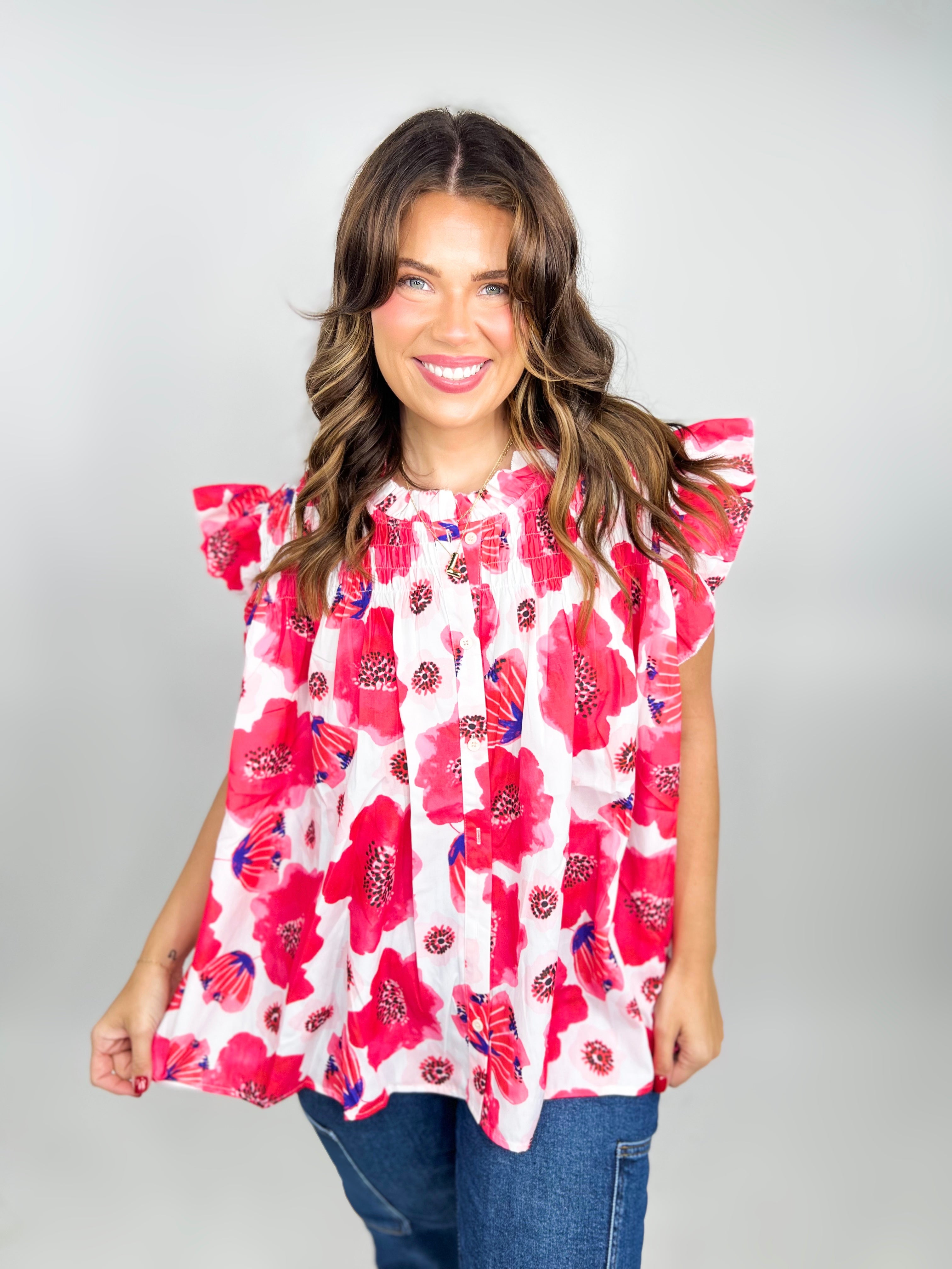 Flitter Flutter Top-110 Short Sleeve Top-Bibi-Heathered Boho Boutique, Women's Fashion and Accessories in Palmetto, FL