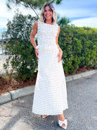 The Dotty Darling Midi Skirt-170 SKORTS/SKIRTS-POLAGRAM-Heathered Boho Boutique, Women's Fashion and Accessories in Palmetto, FL