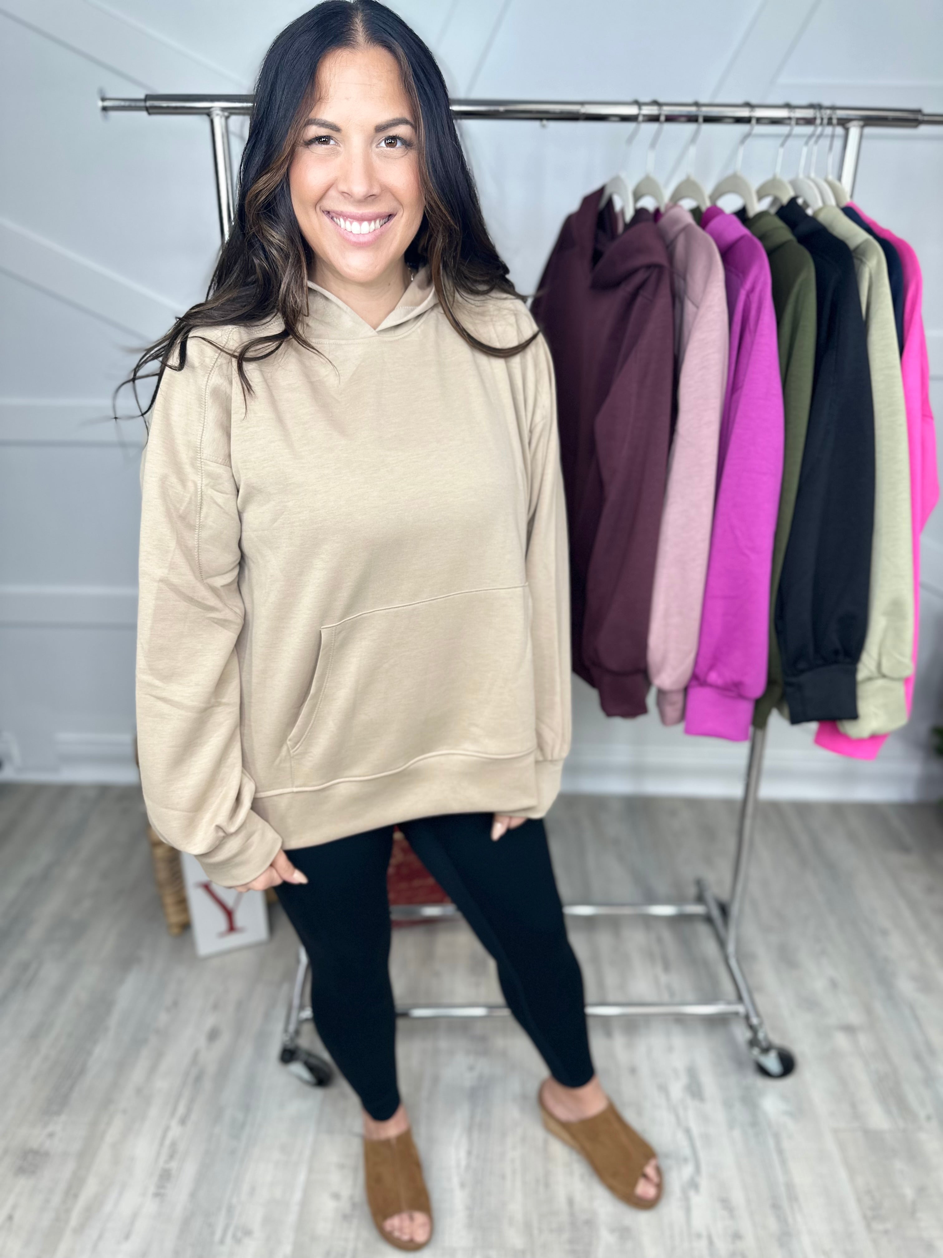 Seaside Sweatshirt - Khaki-210 Hoodies-DEAR SCARLETT-Heathered Boho Boutique, Women's Fashion and Accessories in Palmetto, FL