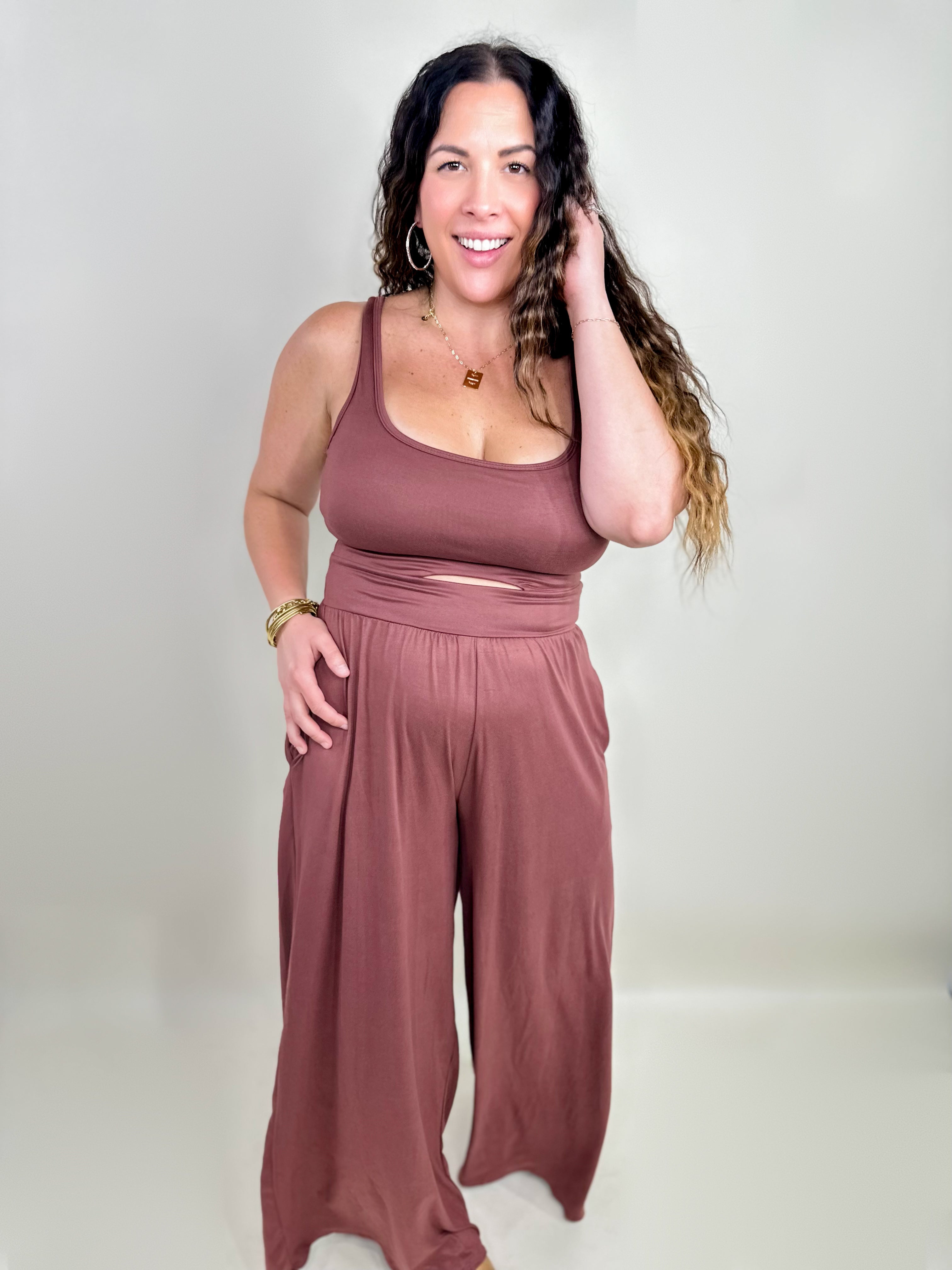 The Blackjack Jumpsuit - Rust-230 Dresses/Jumpsuits/Rompers-Eldridge-Heathered Boho Boutique, Women's Fashion and Accessories in Palmetto, FL