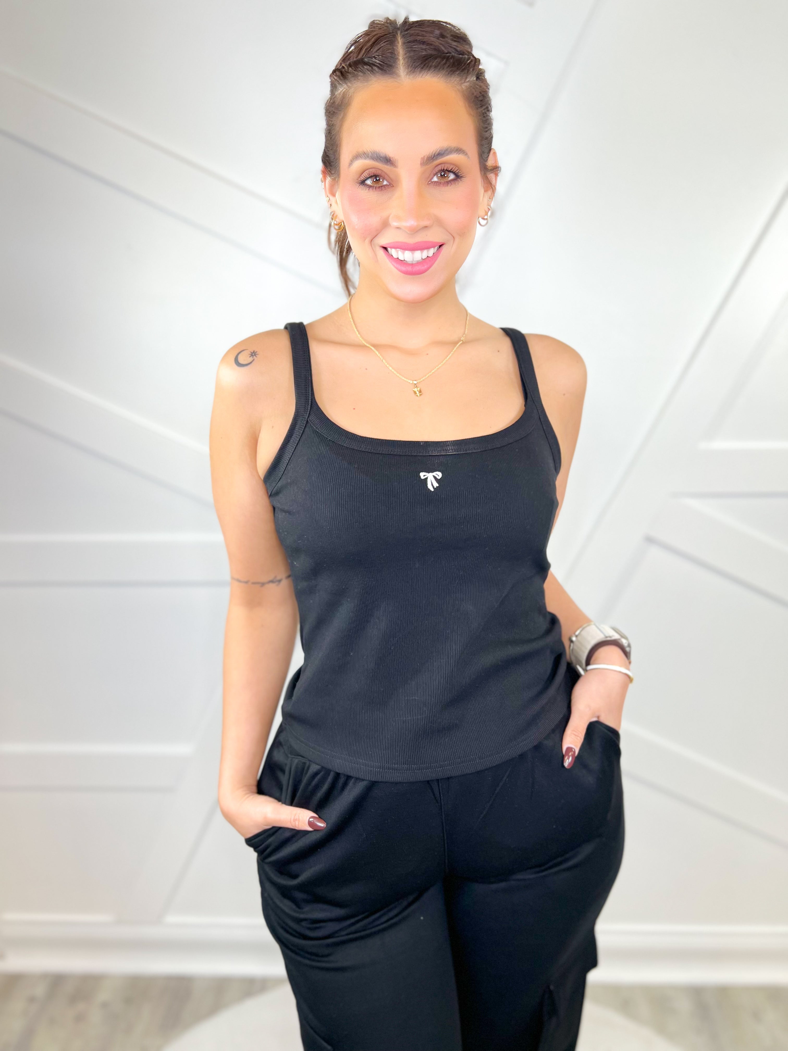 Bow Tank Top-100 TANK/CROP TOPS-White Birch-Heathered Boho Boutique, Women's Fashion and Accessories in Palmetto, FL