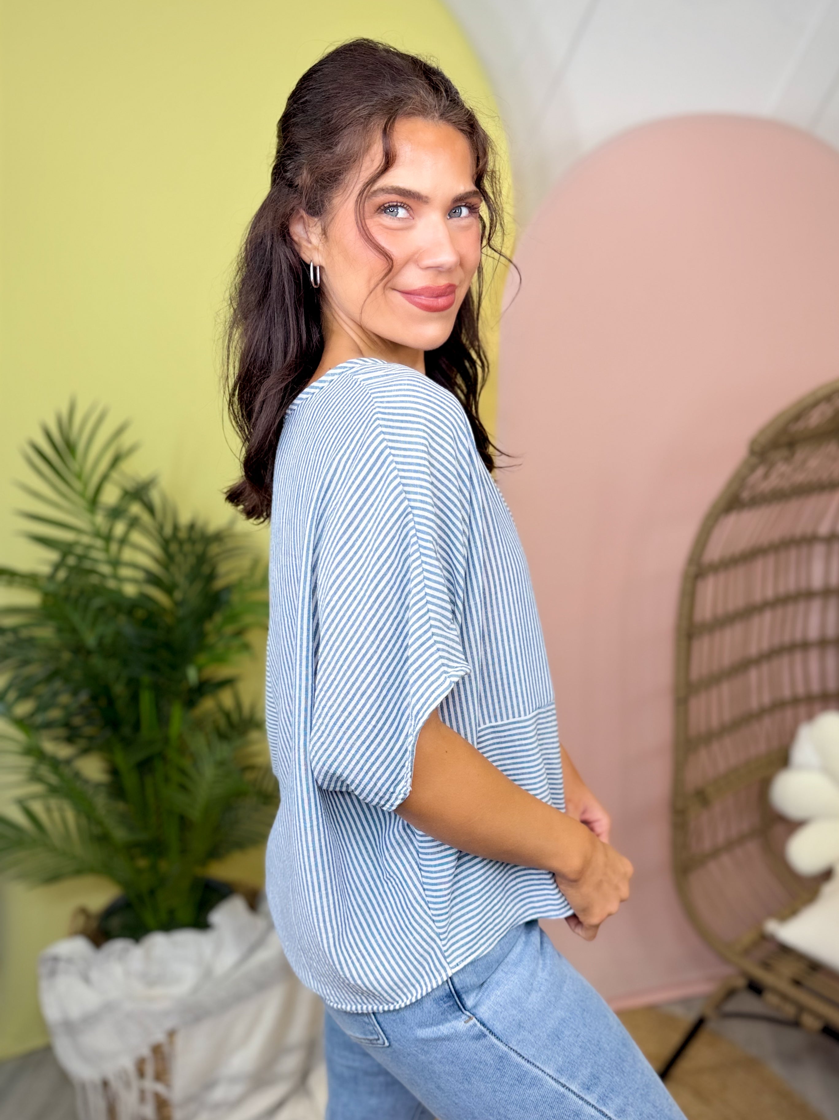 Coastal Calm Oversized Top-110 SHORT SLEEVE TOP-SEW IN LOVE-Heathered Boho Boutique, Women's Fashion and Accessories in Palmetto, FL