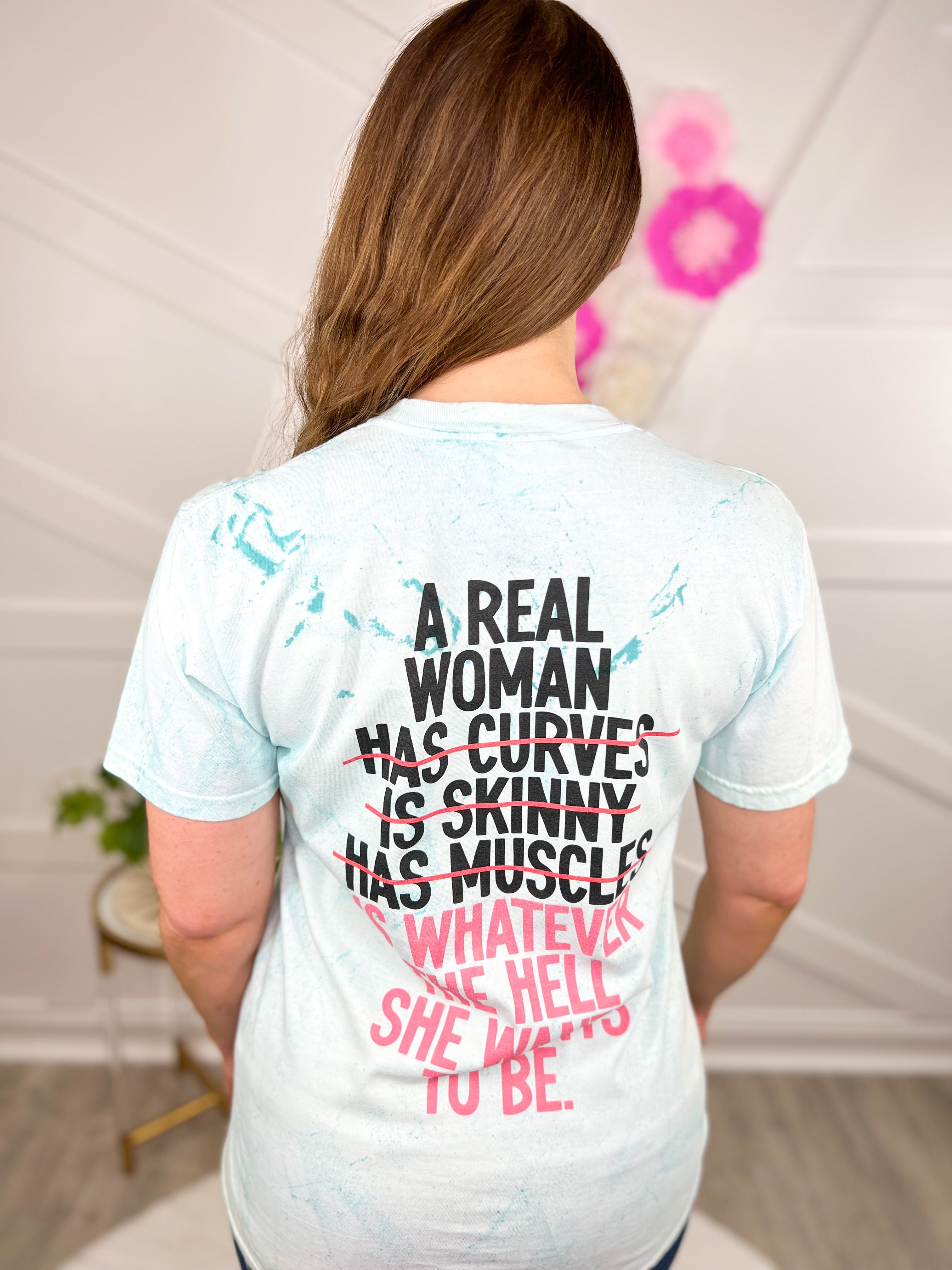 A Real Woman Graphic Tee-130 Graphic Tees-Heathered Boho-Heathered Boho Boutique, Women's Fashion and Accessories in Palmetto, FL