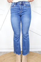 Marine Cropped Flare Jeans by Vervet-190 Jeans-Vervet-Heathered Boho Boutique, Women's Fashion and Accessories in Palmetto, FL