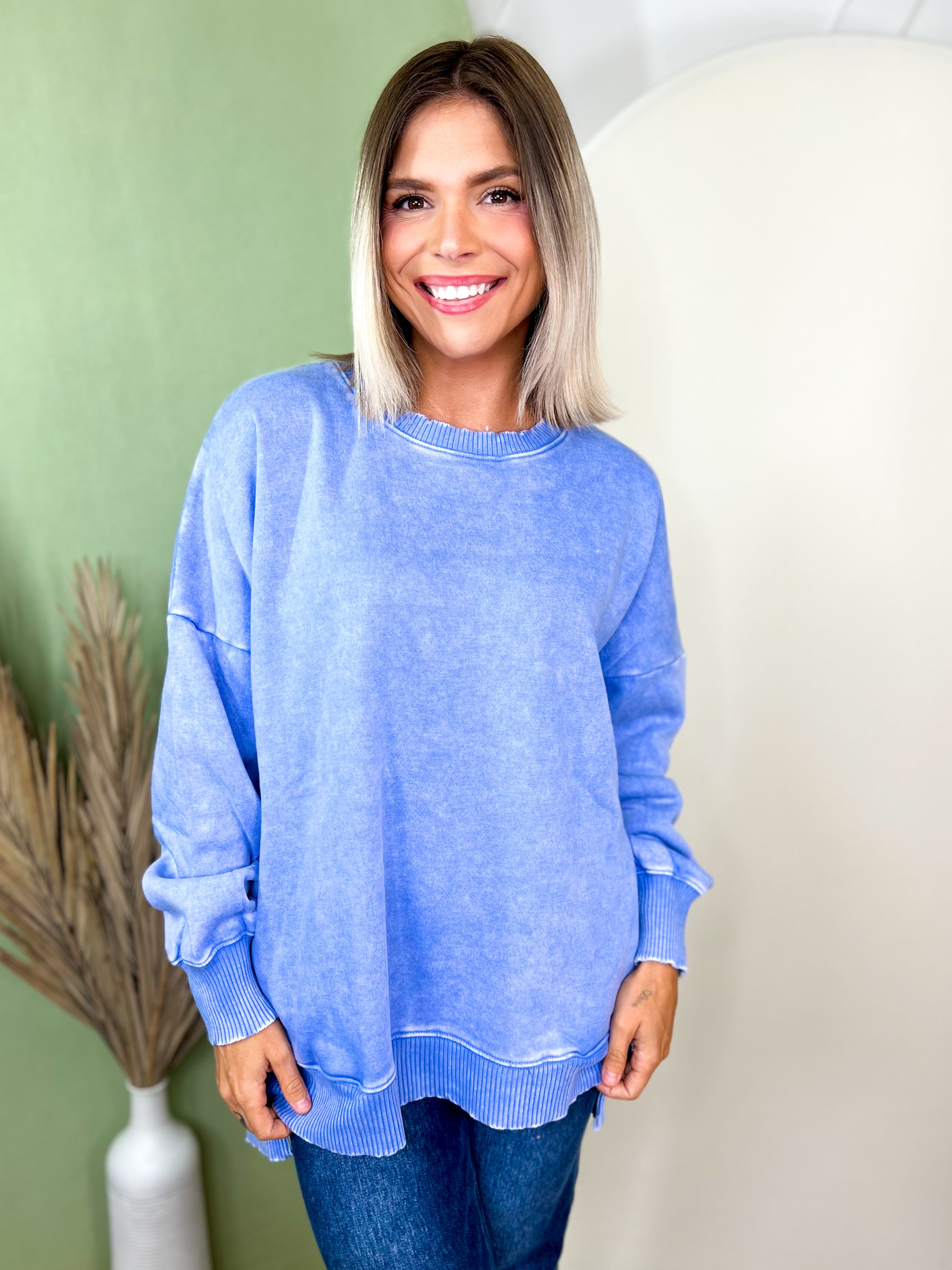 Restock: Picked Just for You Pullover-120 LONG SLEEVE TOPS-ZENANA-Heathered Boho Boutique, Women's Fashion and Accessories in Palmetto, FL