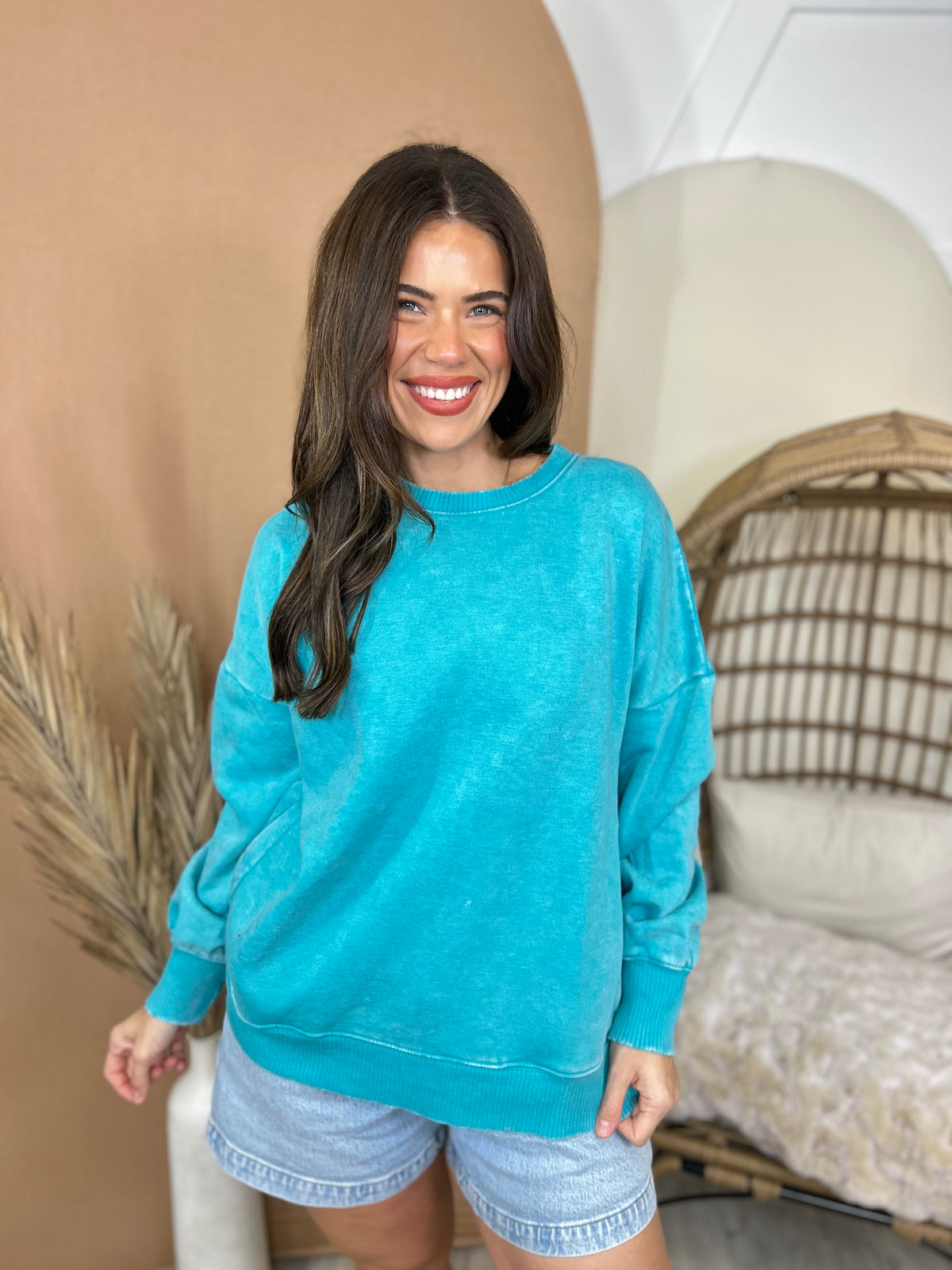 Restock: Picked Just for You Pullover-120 LONG SLEEVE TOPS-ZENANA-Heathered Boho Boutique, Women's Fashion and Accessories in Palmetto, FL