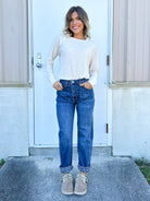 Leopard Personality Reversible Barrel Jeans by Saige-190 JEANS-SAIGE DENIM-Heathered Boho Boutique, Women's Fashion and Accessories in Palmetto, FL
