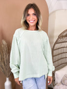 Waffle Patch Pullover-120 LONG SLEEVE TOPS-VERY J-Heathered Boho Boutique, Women's Fashion and Accessories in Palmetto, FL