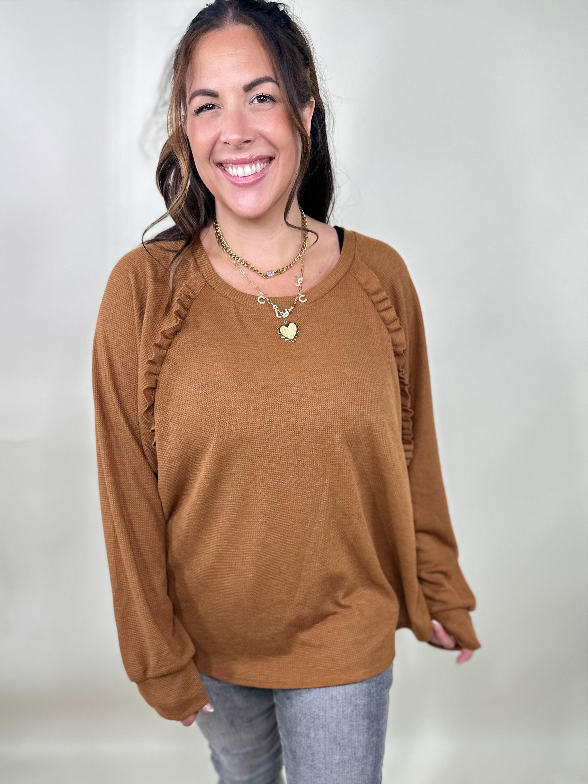 Little Things Long Sleeve Top-120 Long Sleeve Tops-Sew In Love-Heathered Boho Boutique, Women's Fashion and Accessories in Palmetto, FL