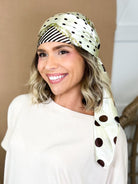 Dots & Chain Pattern Luxe Satin Head Scarf-340 Other Accessories-Heathered Boho-Heathered Boho Boutique, Women's Fashion and Accessories in Palmetto, FL