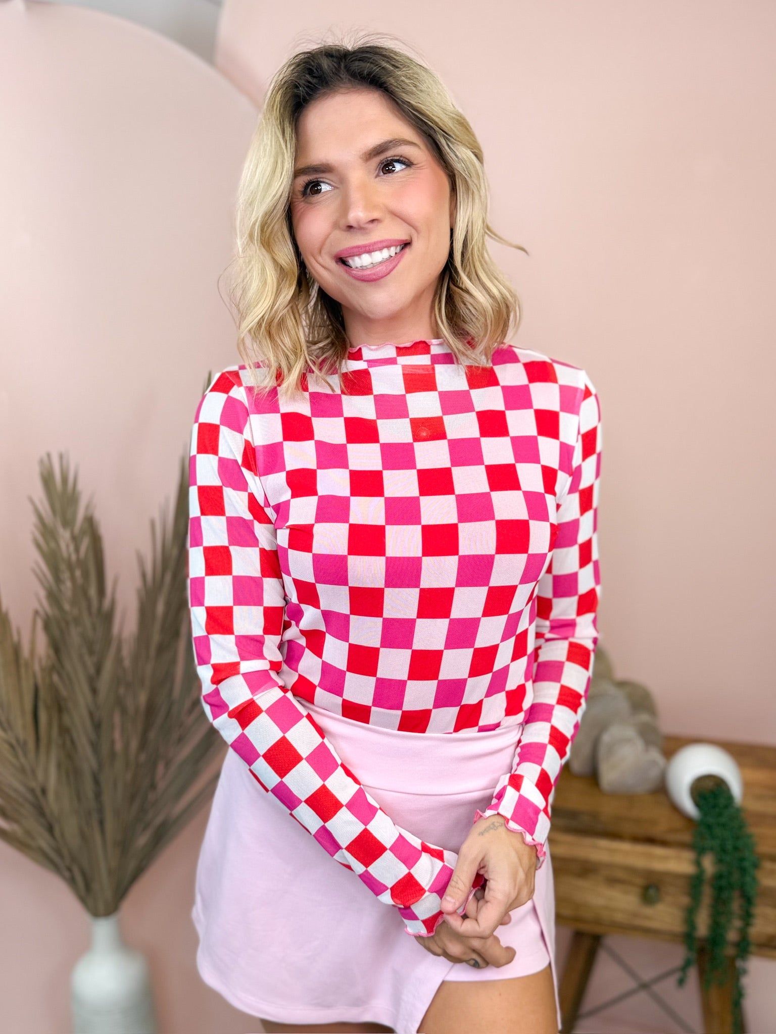 Check Her Out Mesh Top-120 LONG SLEEVE TOPS-Nylon Apparel-Heathered Boho Boutique, Women's Fashion and Accessories in Palmetto, FL