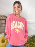 Beachy Graphic Sweatshirt-120 LONG SLEEVE TOPS-Heathered Boho-Heathered Boho Boutique, Women's Fashion and Accessories in Palmetto, FL