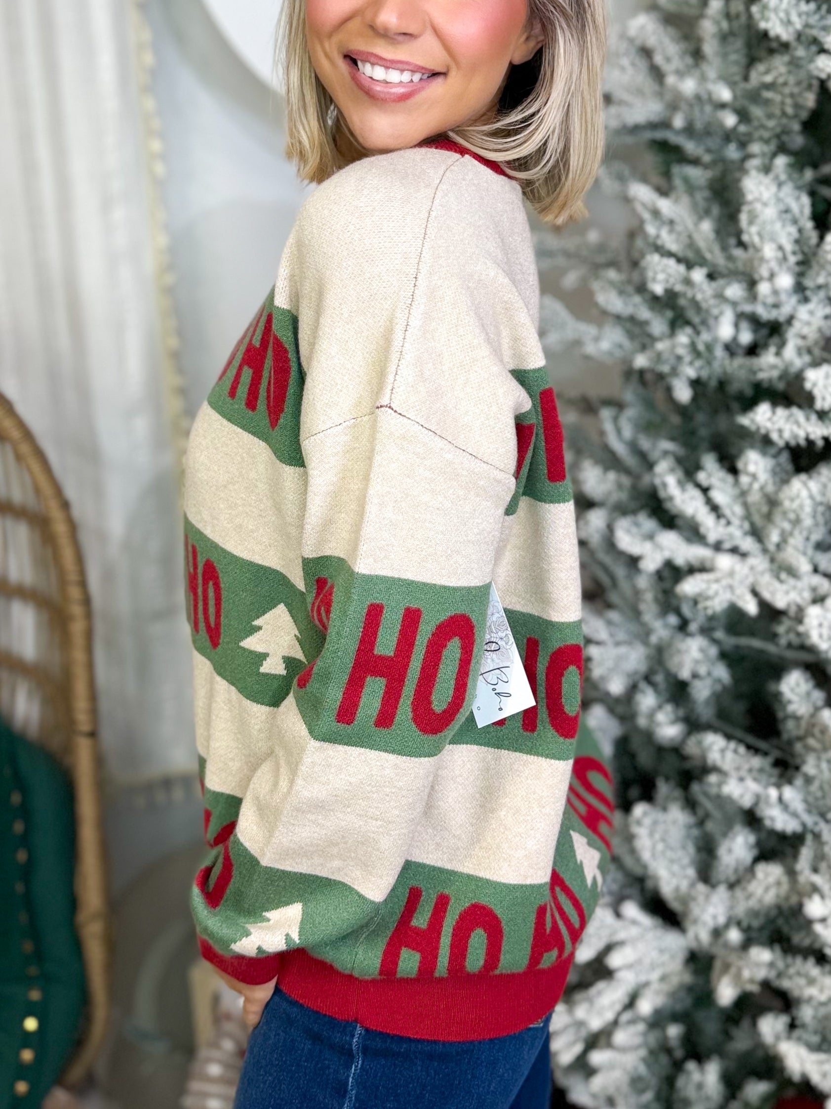 Ho Ho Sweater-125 SWEATER-J.NNA-Heathered Boho Boutique, Women's Fashion and Accessories in Palmetto, FL
