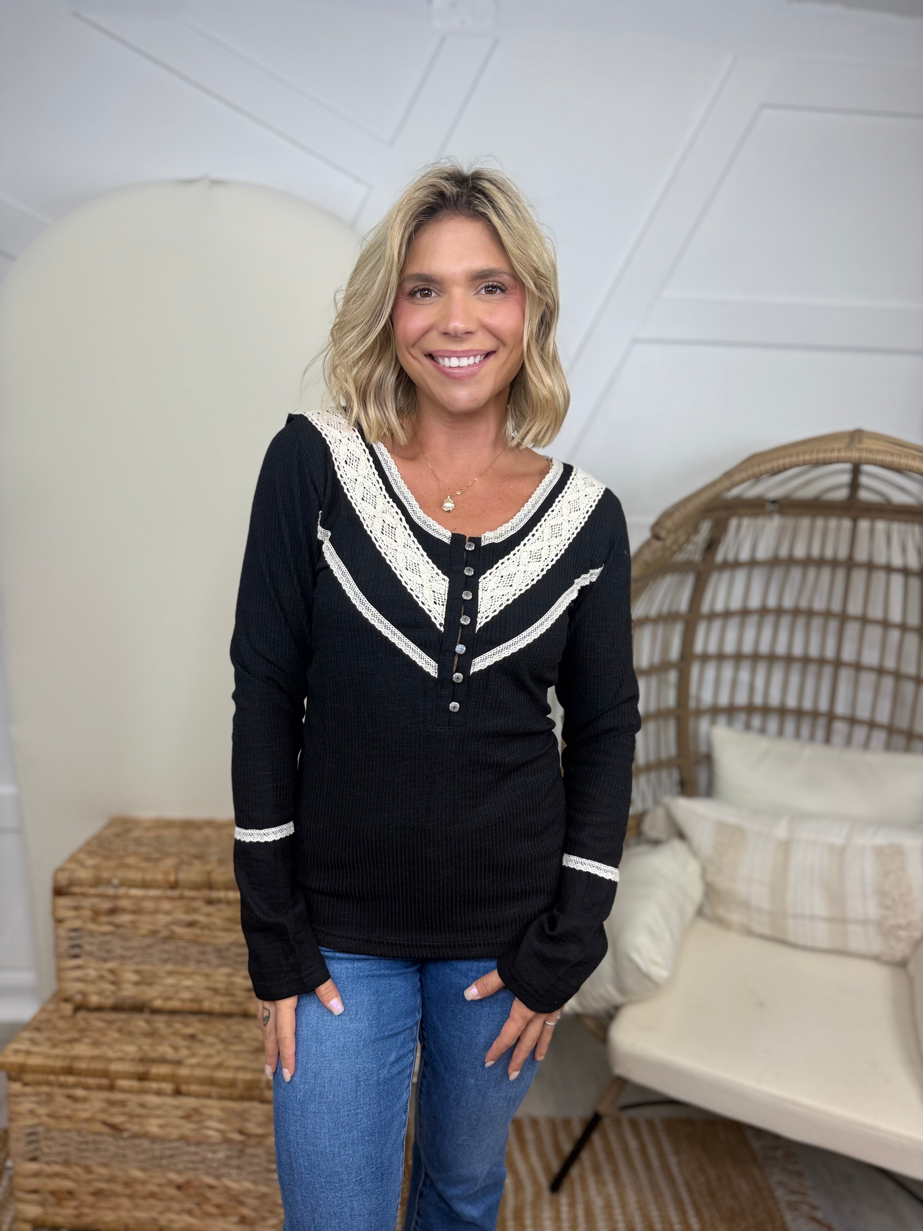 Wednesday Long Sleeve Top-120 Long Sleeve Tops-Pol-Heathered Boho Boutique, Women's Fashion and Accessories in Palmetto, FL