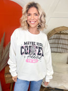 Maybe Iced Coffee Is Addicted to Me Graphic Sweatshirt-130 Graphic Tees-Heathered Boho-Heathered Boho Boutique, Women's Fashion and Accessories in Palmetto, FL