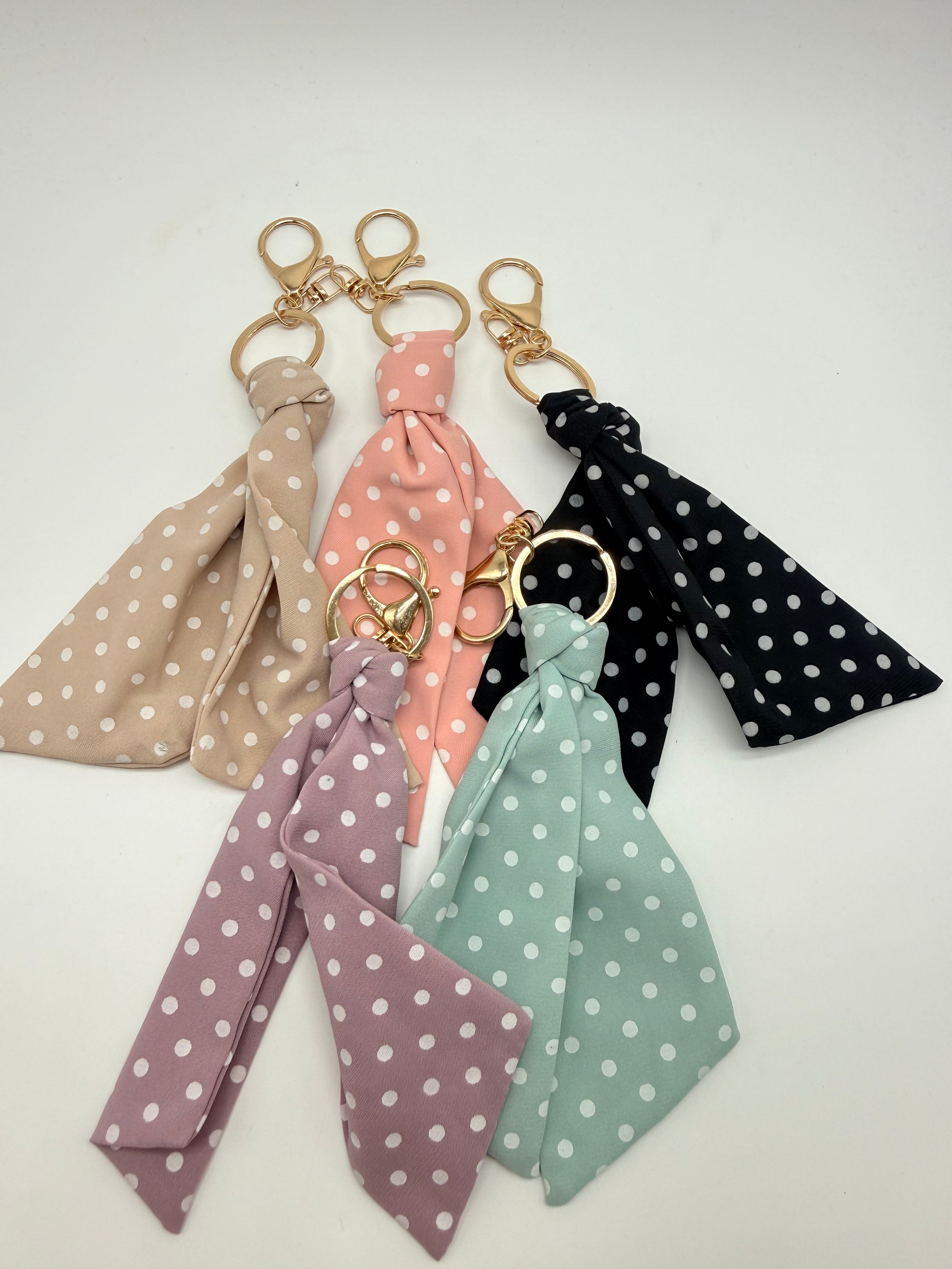 Polka Dot Bow Knot Keychain Bag Charm-340 OTHER ACCESSORIES-MKS AMERICA-Heathered Boho Boutique, Women's Fashion and Accessories in Palmetto, FL