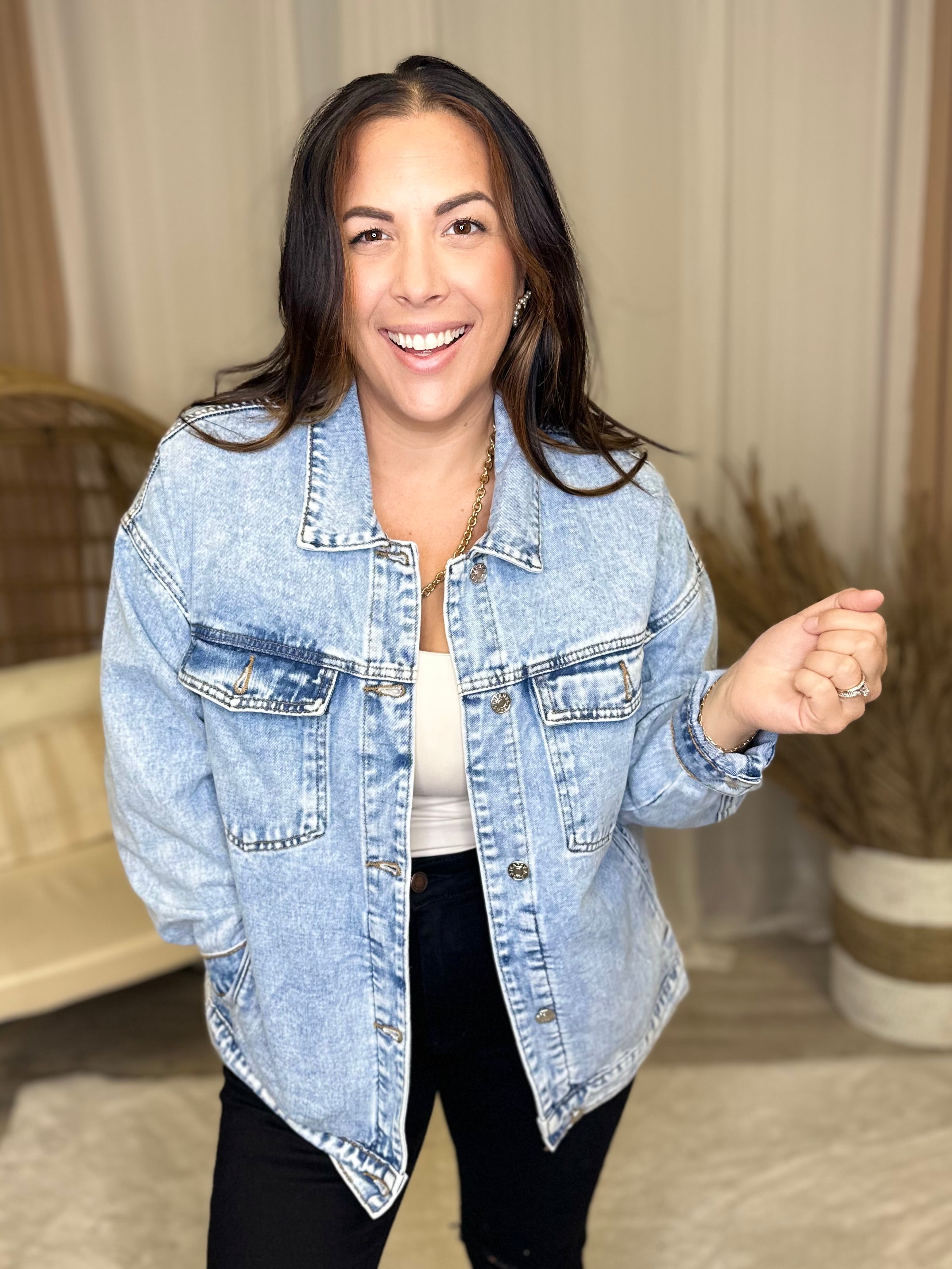 Always Trending Denim Jacket-Jackets-Trendsi-Heathered Boho Boutique, Women's Fashion and Accessories in Palmetto, FL