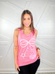 Pearl and Shell Bow Graphic Tank Top - Safety Pink-130 Graphic Tees-Heathered Boho-Heathered Boho Boutique, Women's Fashion and Accessories in Palmetto, FL