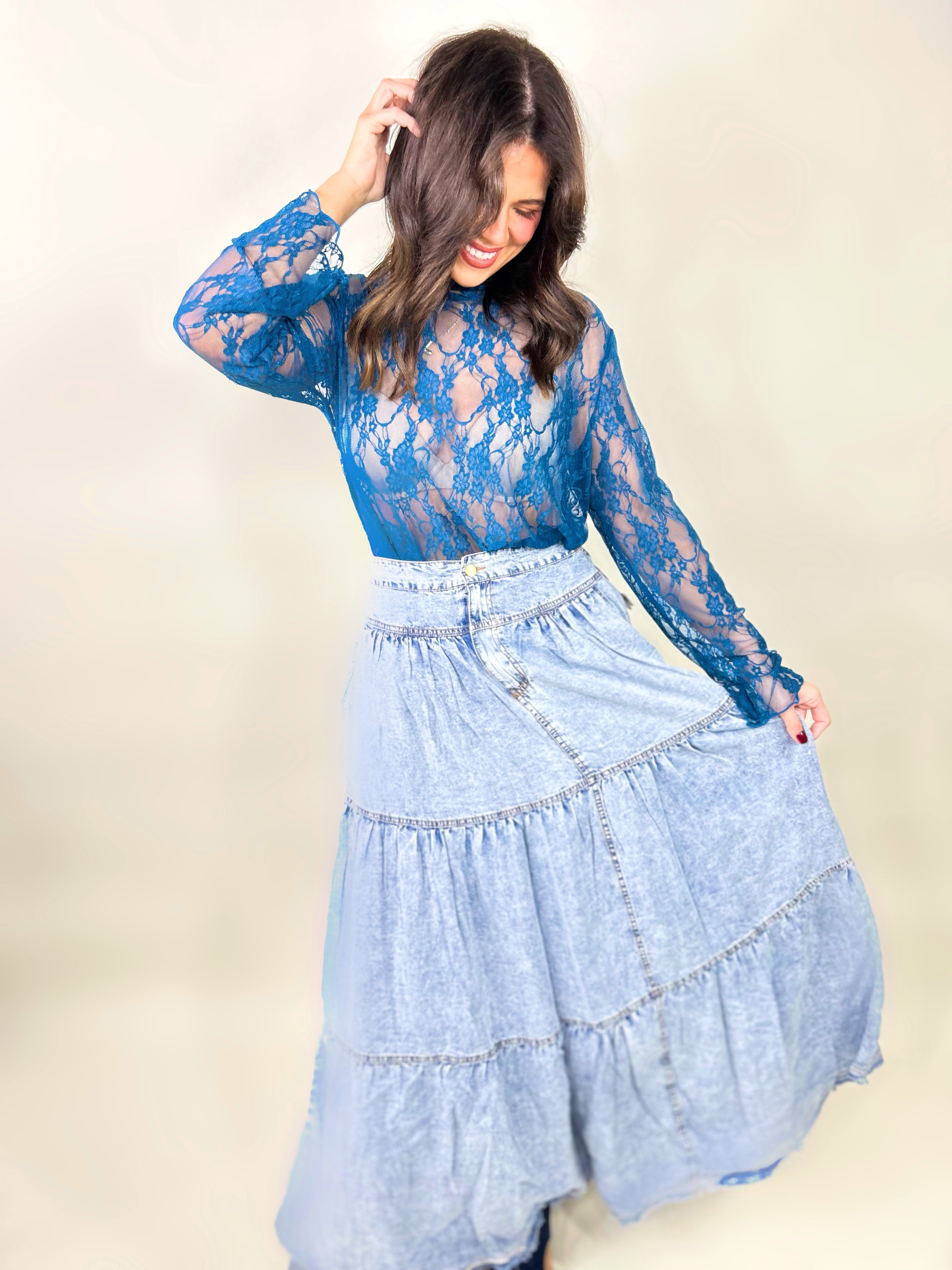 Love Again Denim Skirt-170 Skort/ Skirt-BlueVelvet-Heathered Boho Boutique, Women's Fashion and Accessories in Palmetto, FL