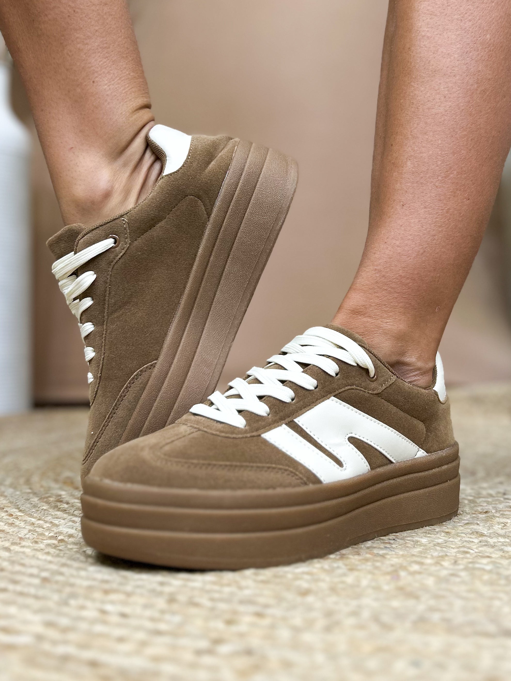 Topping Sneaker - Tan/Beige-350 SHOES-FASHION EMPORIO-Heathered Boho Boutique, Women's Fashion and Accessories in Palmetto, FL